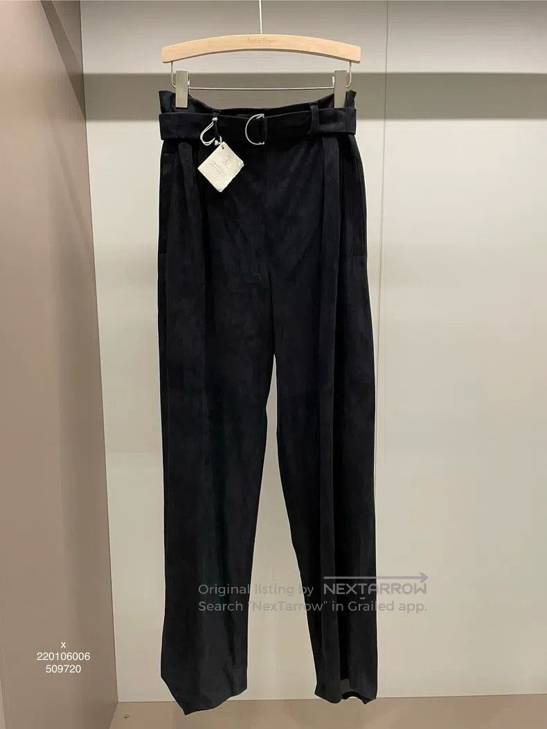 Brunello Cucinelli Brunello Cucinelli Deep Navy Leather High Waisted Trousers Size 27" / US 4 / IT 40 - 1 Thumbnail
