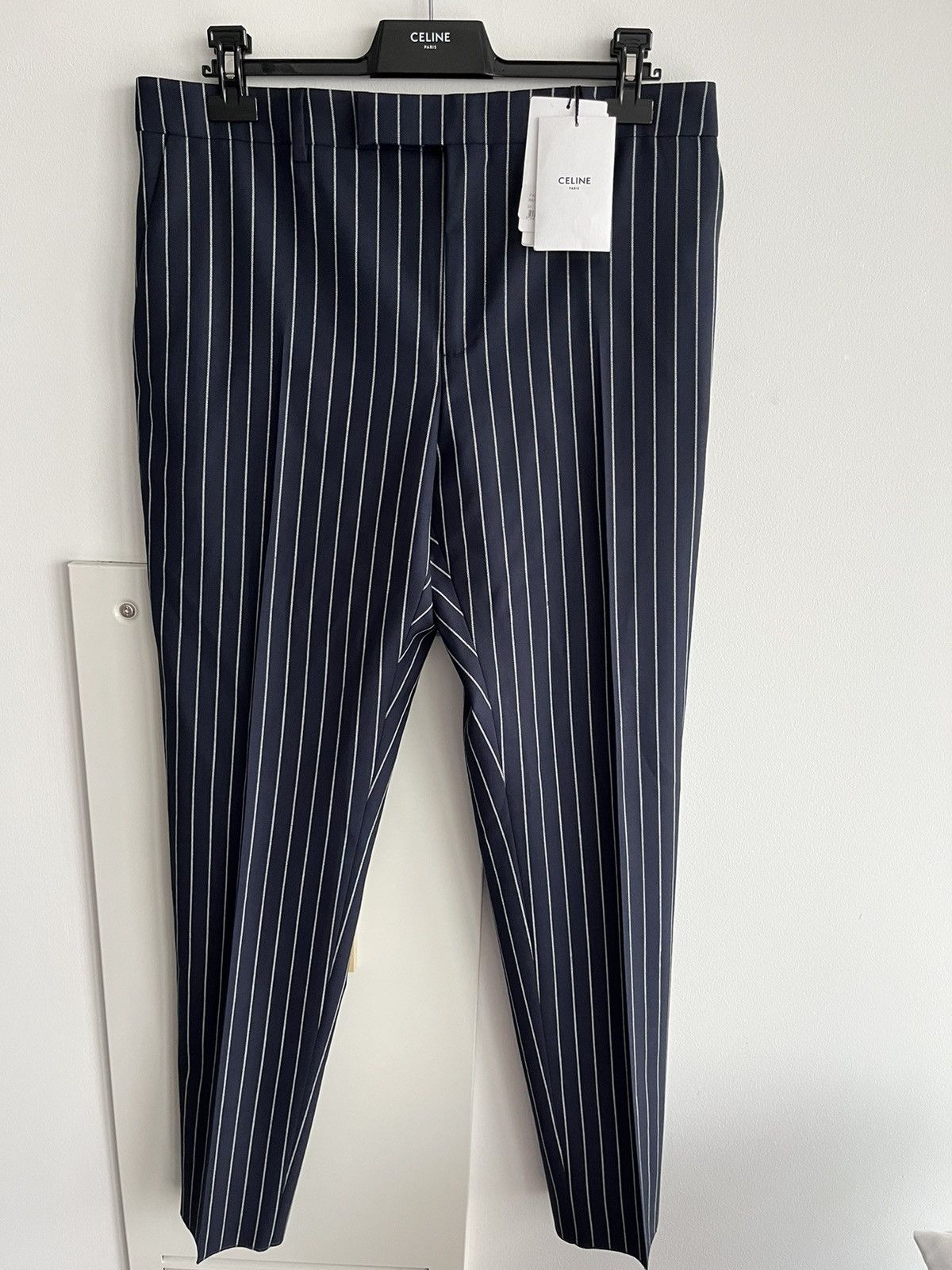 Celine × Hedi Slimane Rare Super Runway Brand New Celine by Hedi Wool Striped Pant Size US 34 / EU 50 - 22 Thumbnail