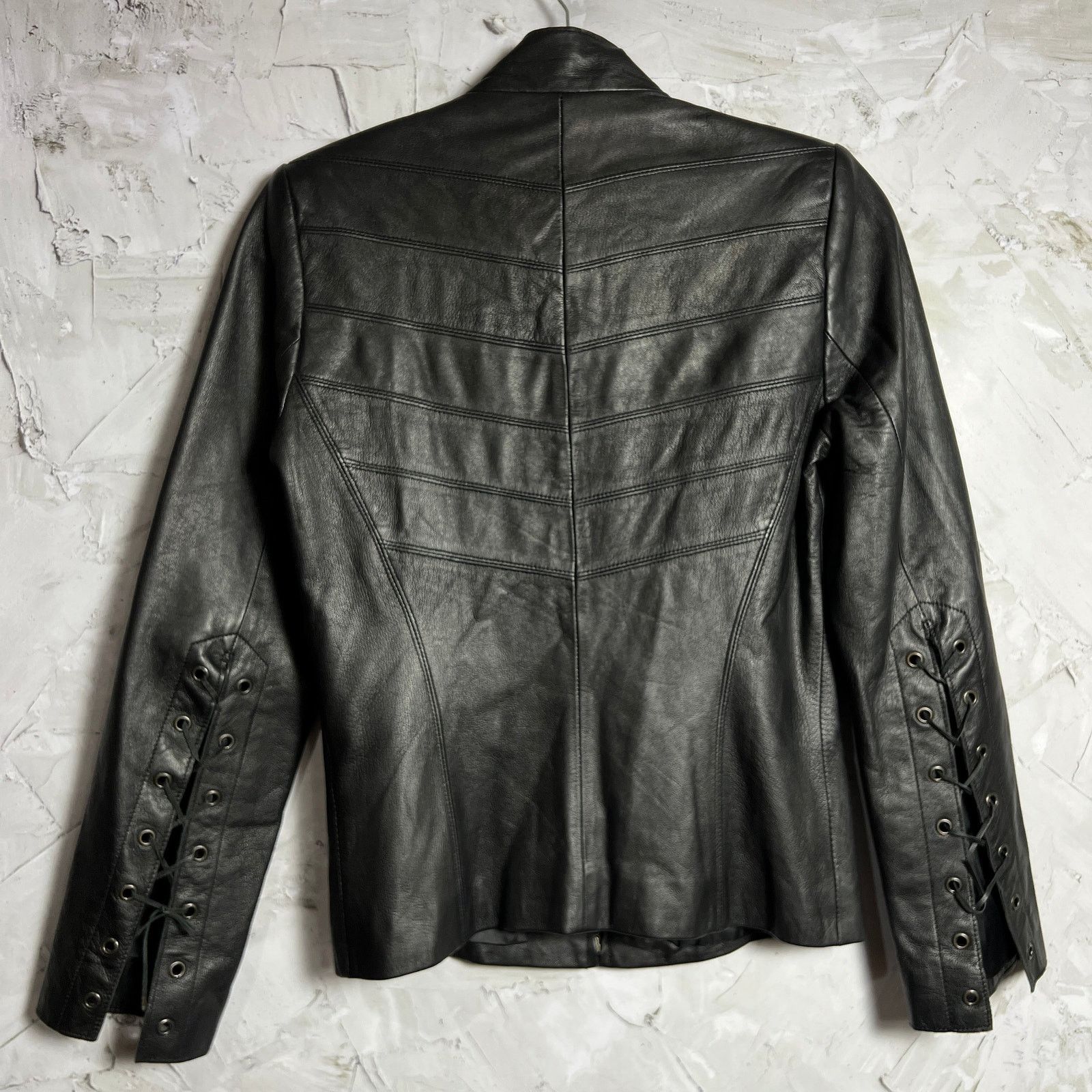 Other Abandon Italian Leather Moto Jacket Black Lace-Up XS Size XS / US 0-2 / IT 36-38 - 2 Thumbnail