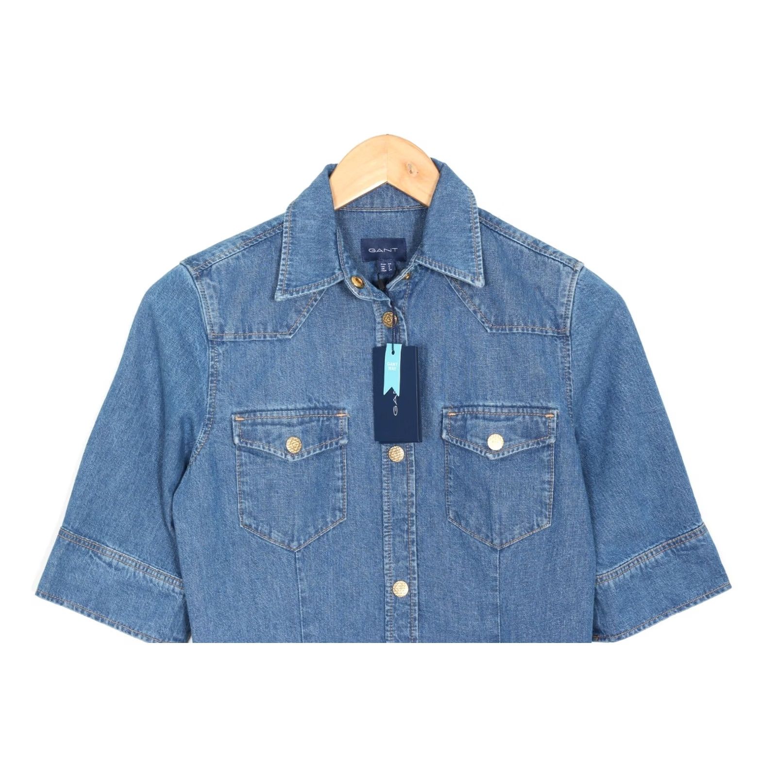 Gant GANT D1 Denim Dress Women Size US 2 UK 4 EUR 32 FRA 34 VR3110 Size S / US 4 / IT 40 - 3 Thumbnail
