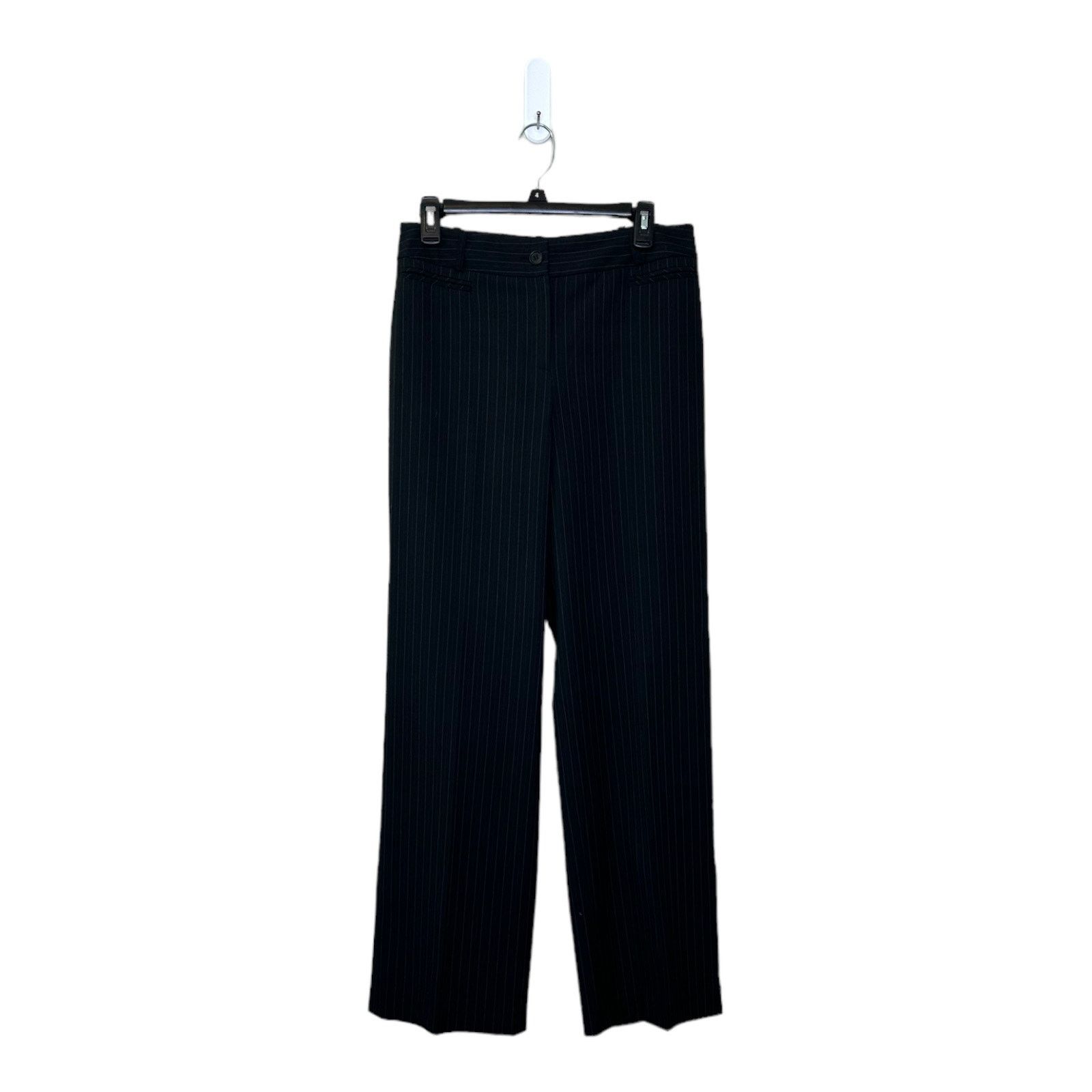 Loft Loft black striped wide legs flat front pants size 6 Size 28" / US 6 / IT 42 - 4 Thumbnail