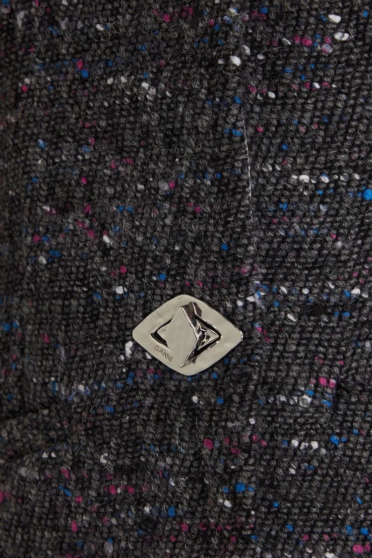 Ganni GANNI Donegal wool-blend bouclé-tweed jacket Anthracite Size XS / US 0-2 / IT 36-38 - 4 Thumbnail
