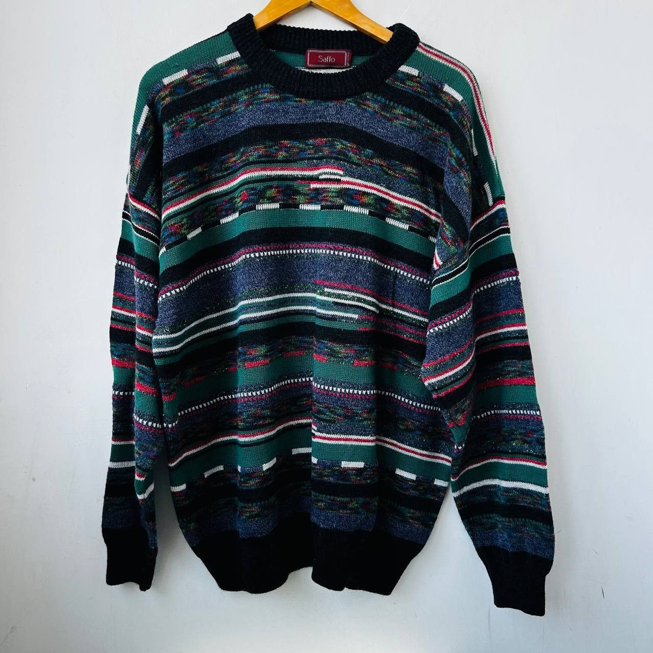 Vintage Saffo coogi style wool sweater #233 Size US L / EU 52-54 / 3 - 1 Thumbnail