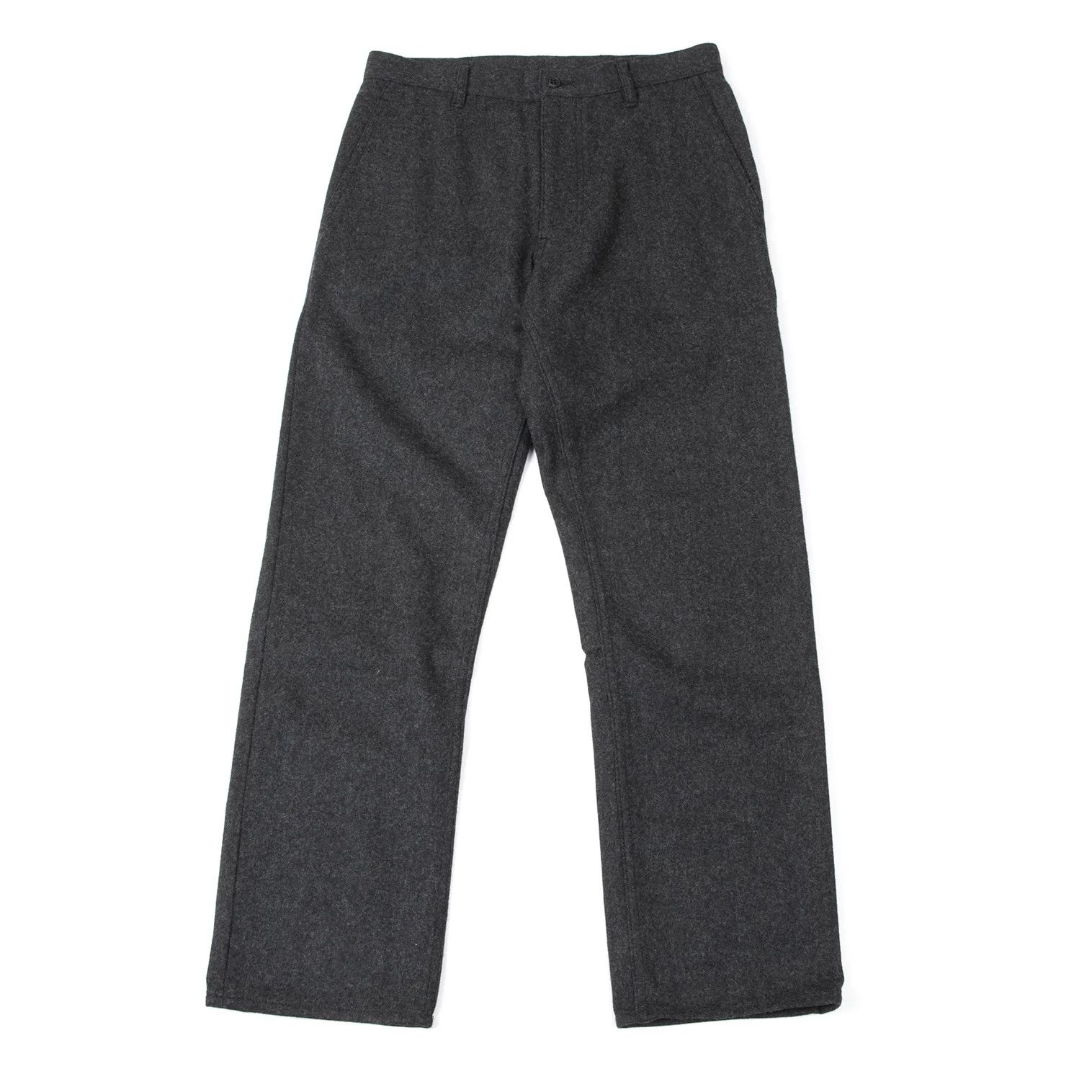 Comme des Garcons Homme Plus Wool-Nylon Light Melton Pants in Dark Gray XS Size US 30 / EU 46 - 1 Thumbnail