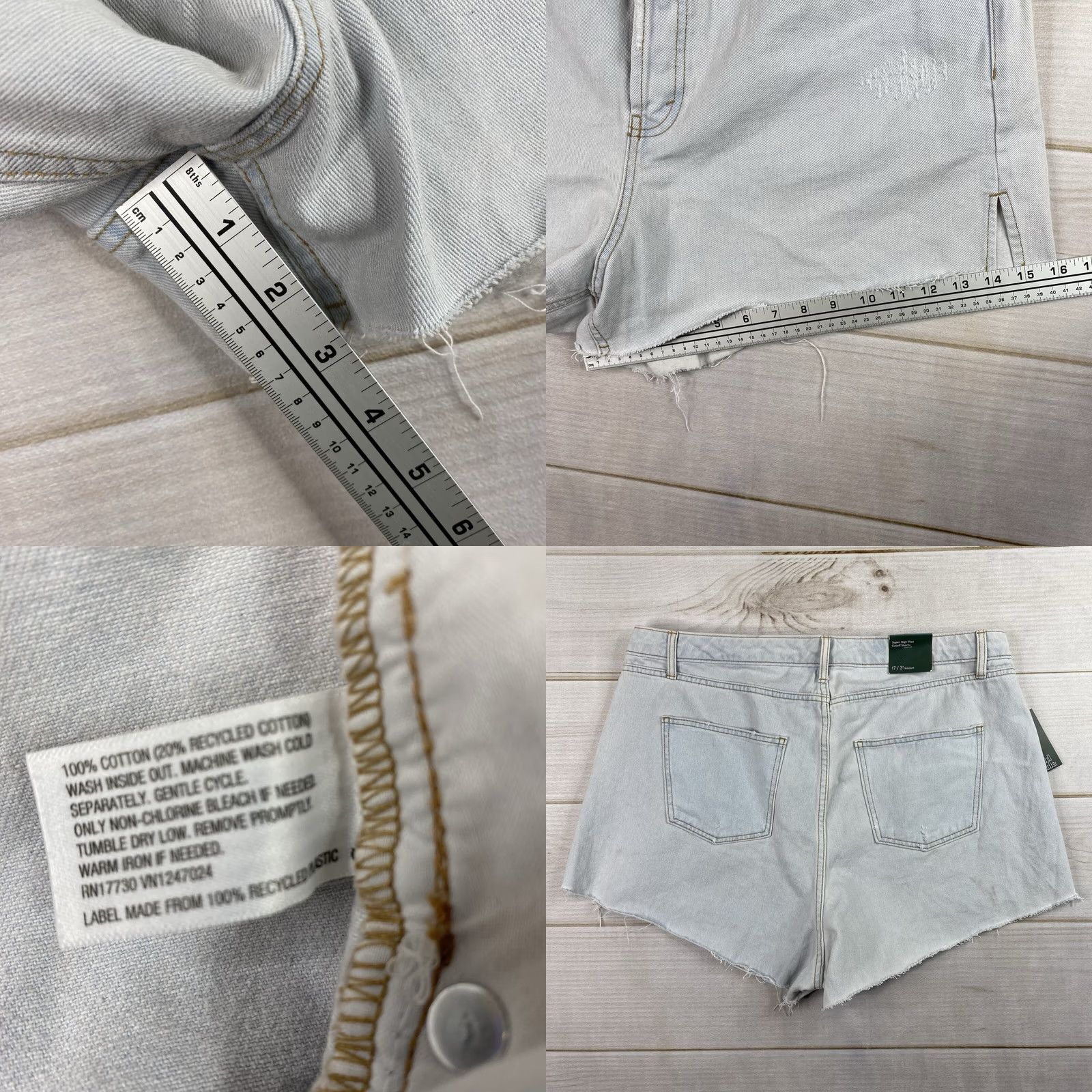 Vintage Wild Fable Shorts Womens Juniors 17 High Rise Denim 3” Inseam Light Wash Blue Jeans Size 38" / US 16 / IT 52 - 8 Thumbnail
