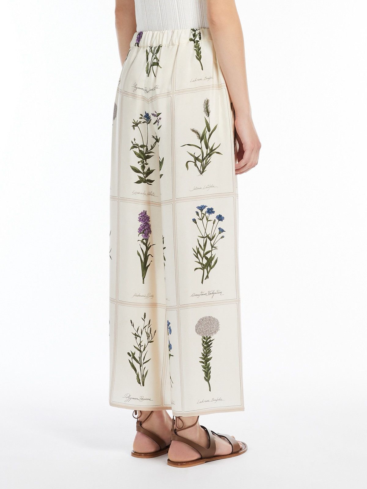 Weekend Max Mara Weekend Max Mara Lory Floral Silk Wide-Leg Trousers Size 27" / US 4 / IT 40 - 4 Thumbnail