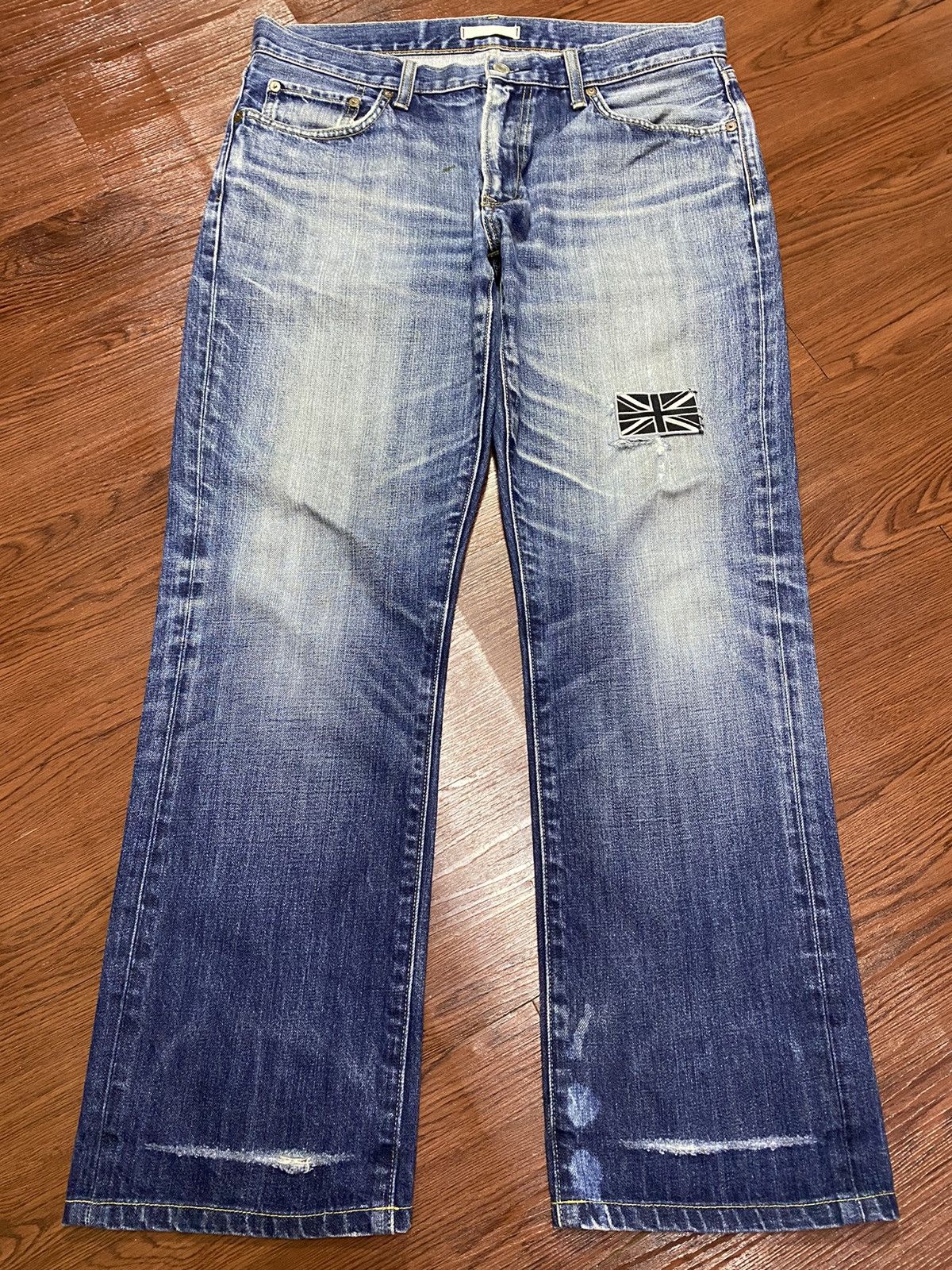 Jun Takahashi Vintage Uniqlo UJ Blue Wash Patched Loose Jeans Size US 34 / EU 50 - 1 Thumbnail