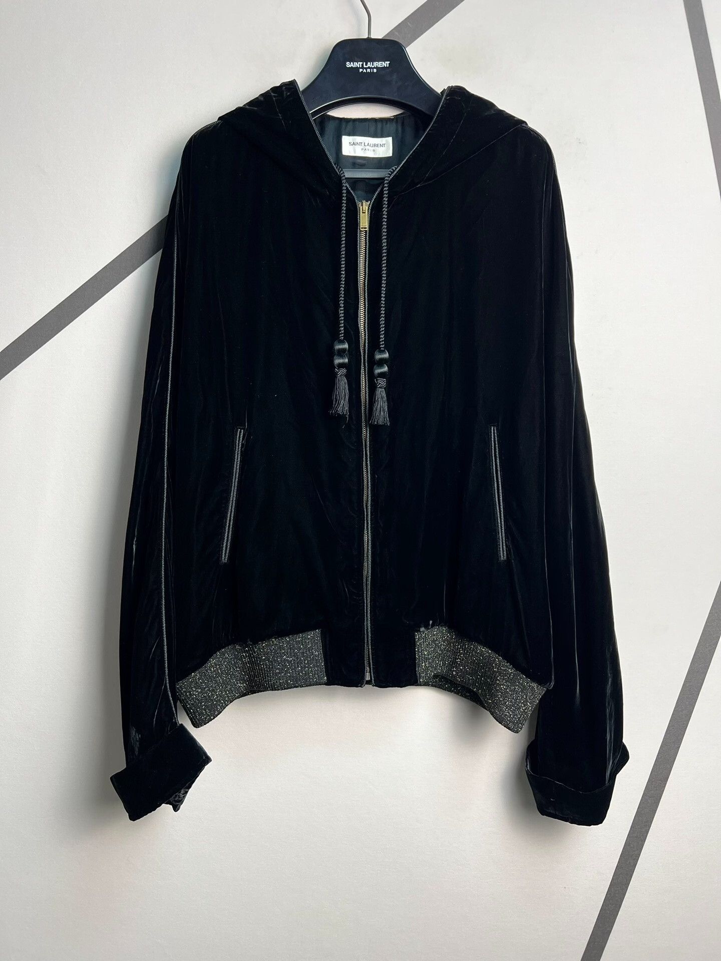 Saint Laurent Paris Saint Laurent 20SS Runway Black Velvet Hooded Jacket Size US L / EU 52-54 / 3 - 1 Thumbnail