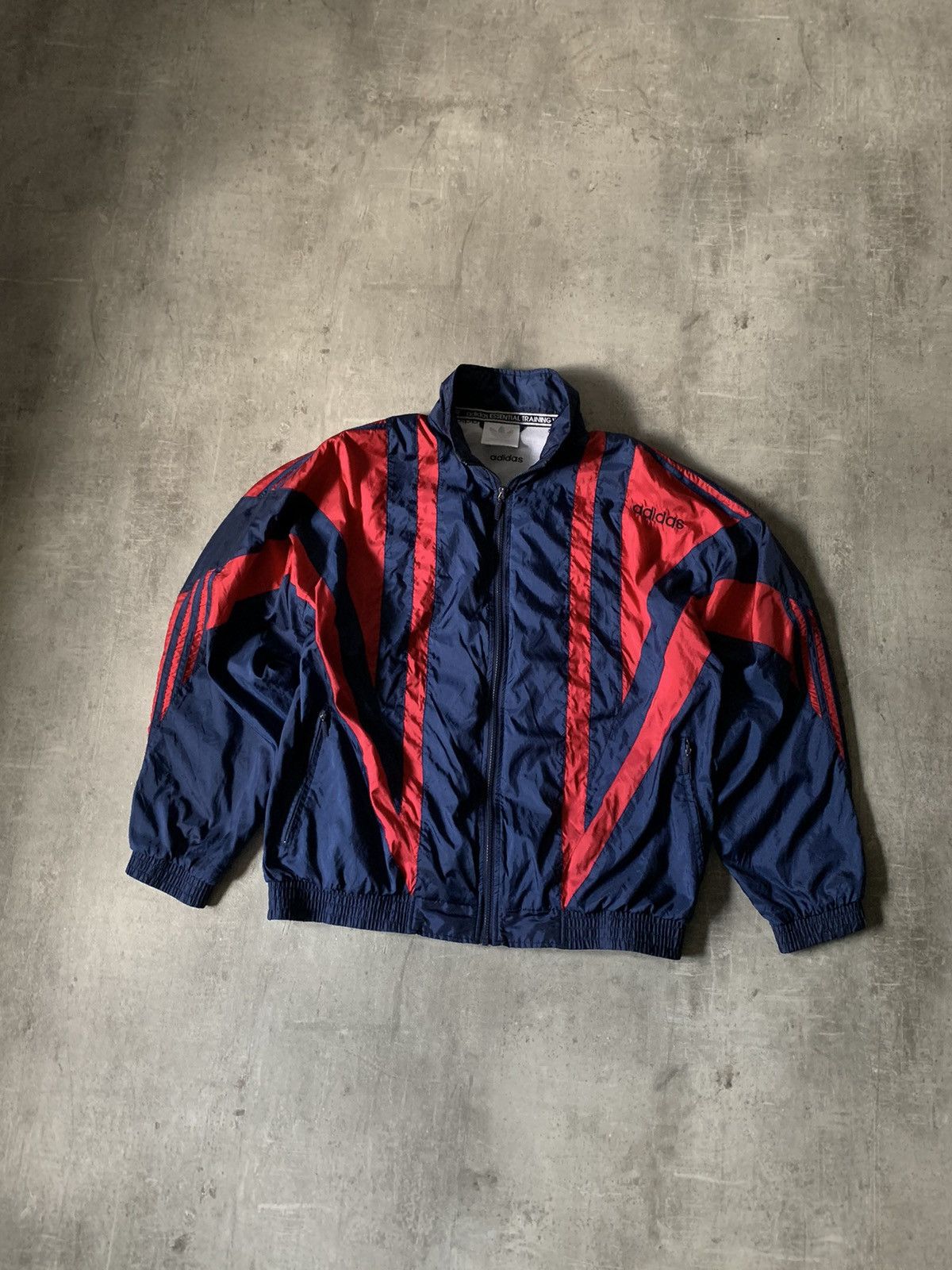 00'S Adidas nylon jacket, men's size L Nylon navy blue type Vintage Second Hand