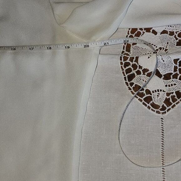 Vintage Breckenridge Ivory Sheer Button Down Long Sleeve Collared Sz Size L / US 10 / IT 46 - 8 Thumbnail