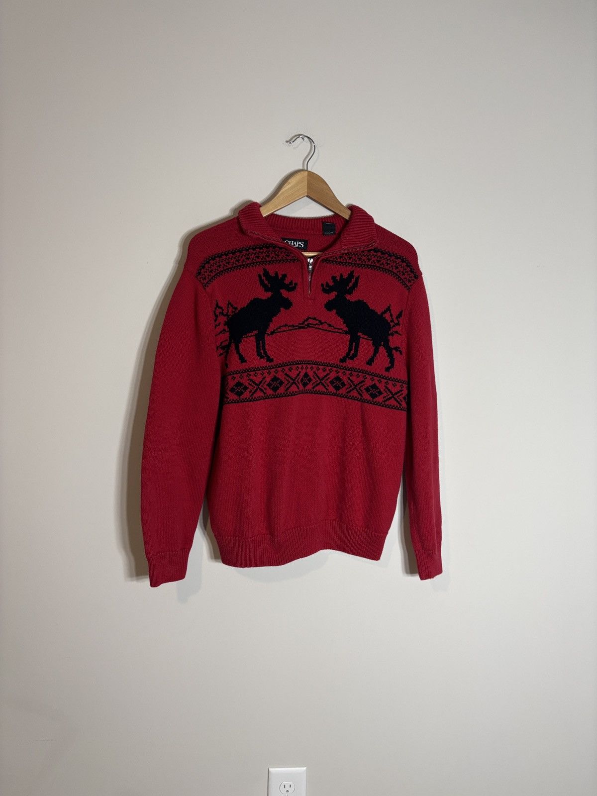 Chaps Chaps Quarter Zip Moose Sweater Ralph Lauren Large Size US L / EU 52-54 / 3 - 2 Thumbnail