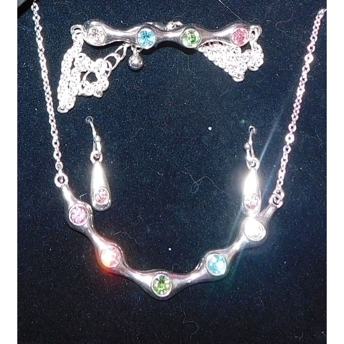 Other Rainbow Rhinestone Demi Parure (Necklace, Bracelet, Earrings Size ONE SIZE - 5 Thumbnail