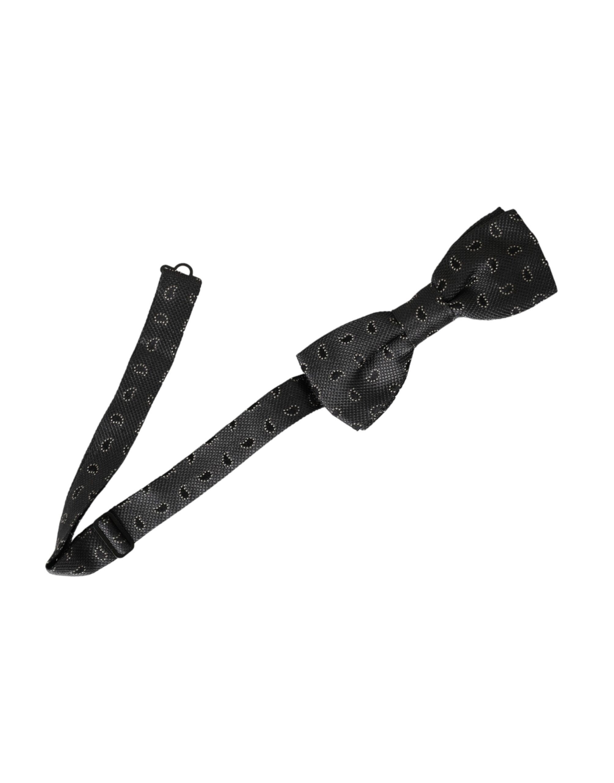 Dolce & Gabbana Black Silk Patterned Adjustable Neck Men Bow Men's Tie Size ONE SIZE - 1 Thumbnail