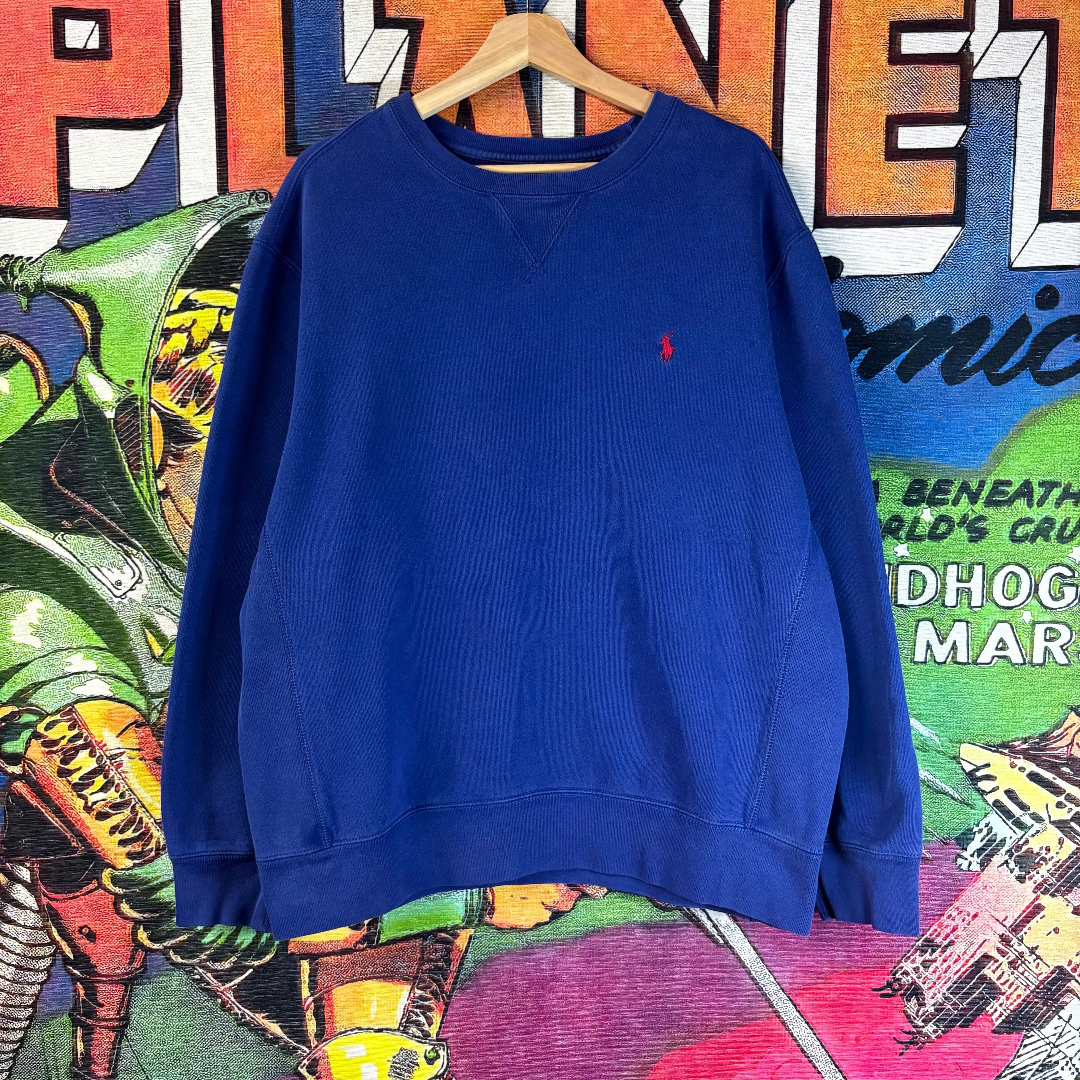 Polo Ralph Lauren Polo Ralph Lauren Royal Blue Fleece Crewneck Sweatshirt Size US XL / EU 56 / 4 - 1 Thumbnail