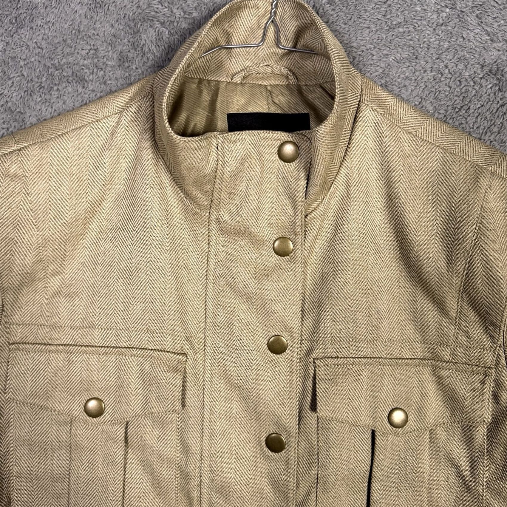 Banana Republic VINTAGE Banana Republic Jacket Womens M Herringbone Utility Linen Full Zip Barn Beige Navy? Size M / US 6-8 / IT 42-44 - 4 Thumbnail
