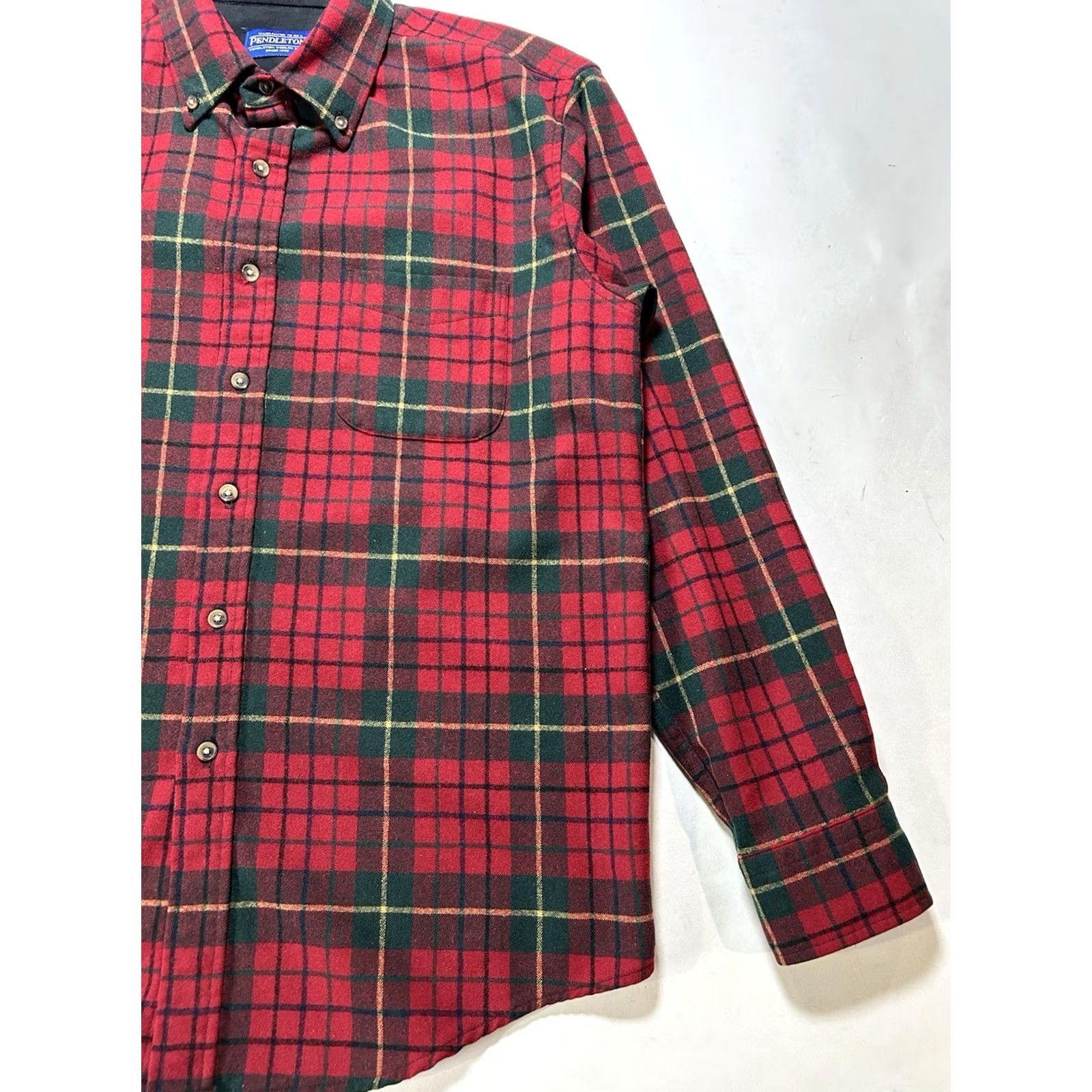 Pendleton VINTAGE Pendleton Plaid Fireside Shirt Button Down Flannel Large Red Green Wool Mens Size US L / EU 52-54 / 3 - 7 Thumbnail