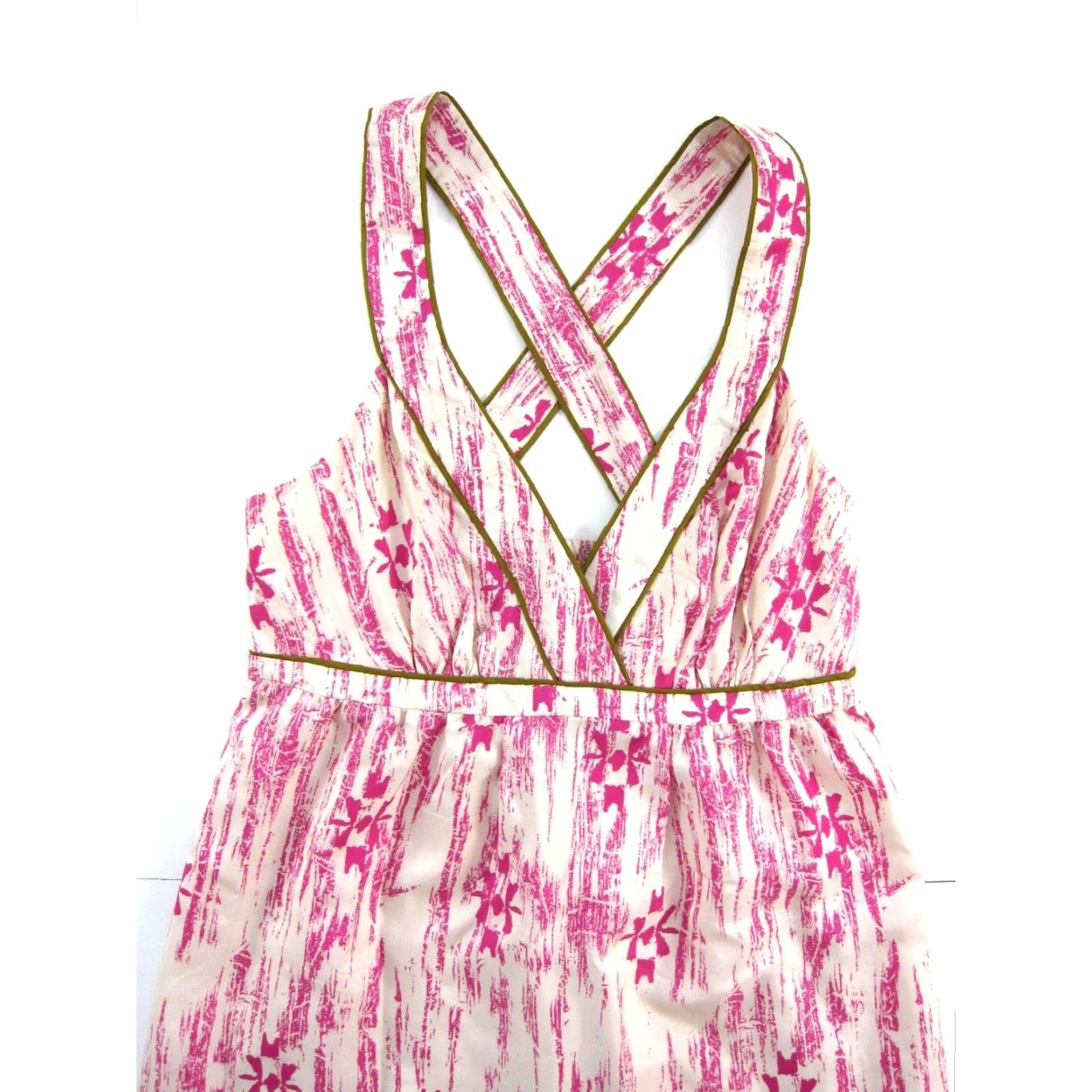 Ann Taylor Ann Taylor Loft 100% Silk Pink V-Neck Tank Sun Dress Dress Sun Dress Size 0 Womens Silk Batik Sleeveless Knee Length Size XS / US 0-2 / IT 36-38 - 4 Thumbnail