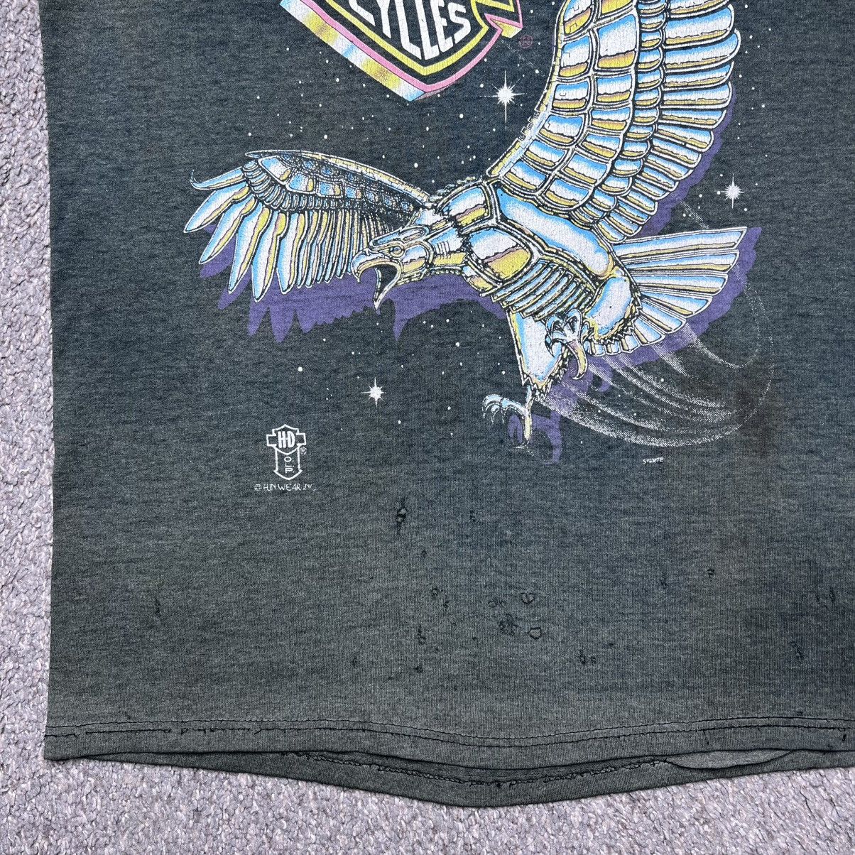 Harley Davidson Vintage 1990s Harley Davidson Chrome Eagle Neon Logo T-Shirt Size US M / EU 48-50 / 2 - 7 Thumbnail