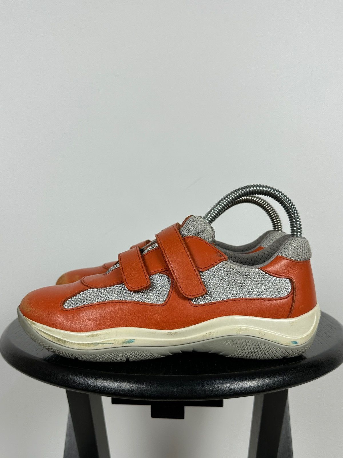 Prada Vintage Prada America’s Cup Orange Leather Sneakers Size US 5 / IT 35 - 3 Thumbnail