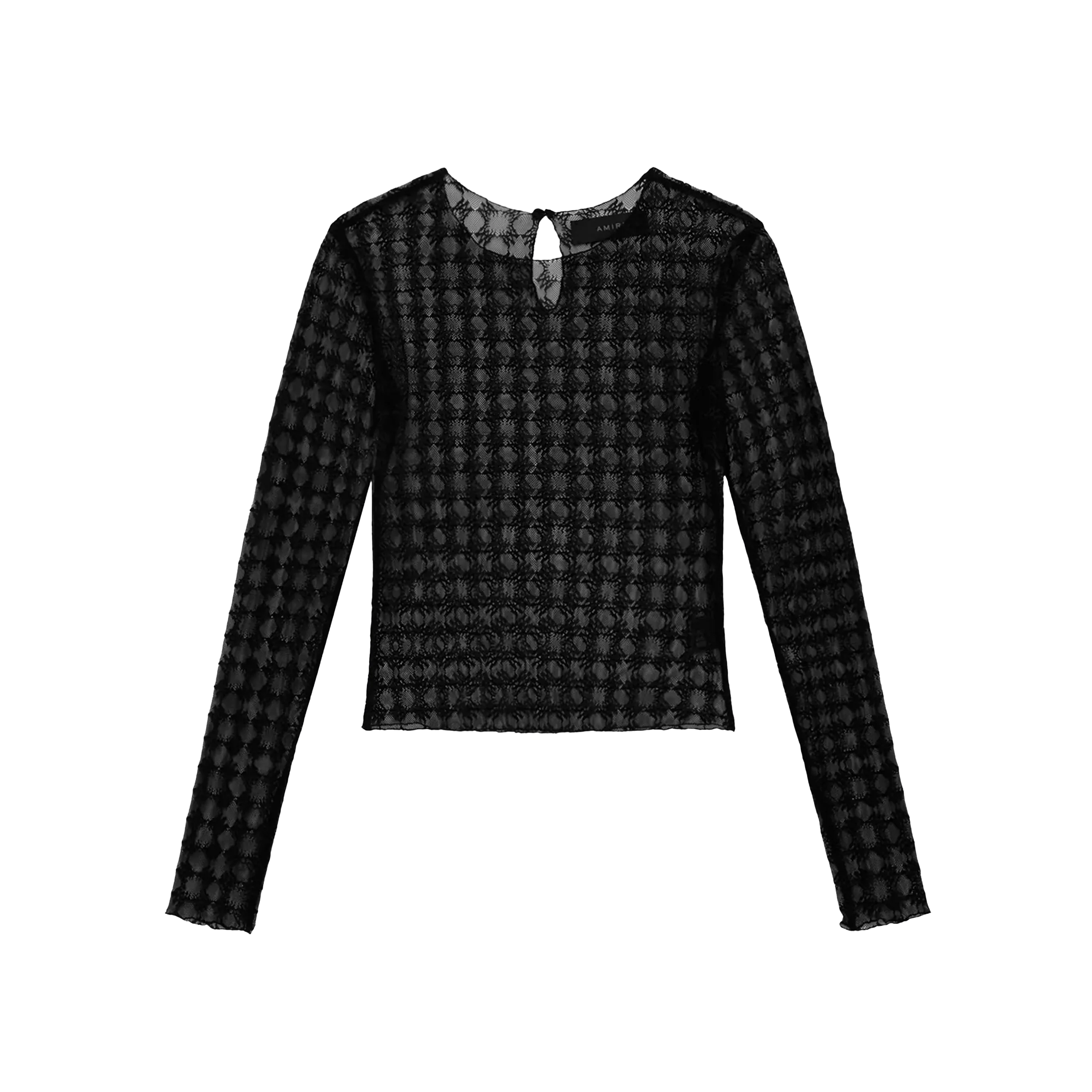 Amiri o1s1wg110126 Lace Top With Long Sleeves in Black Size L / US 10 / IT 46 - 1 Thumbnail