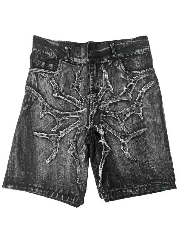 Other Washed Gothic Punk Patchwork Retro Y2k Gray Shorts Size US 33 - 3 Thumbnail