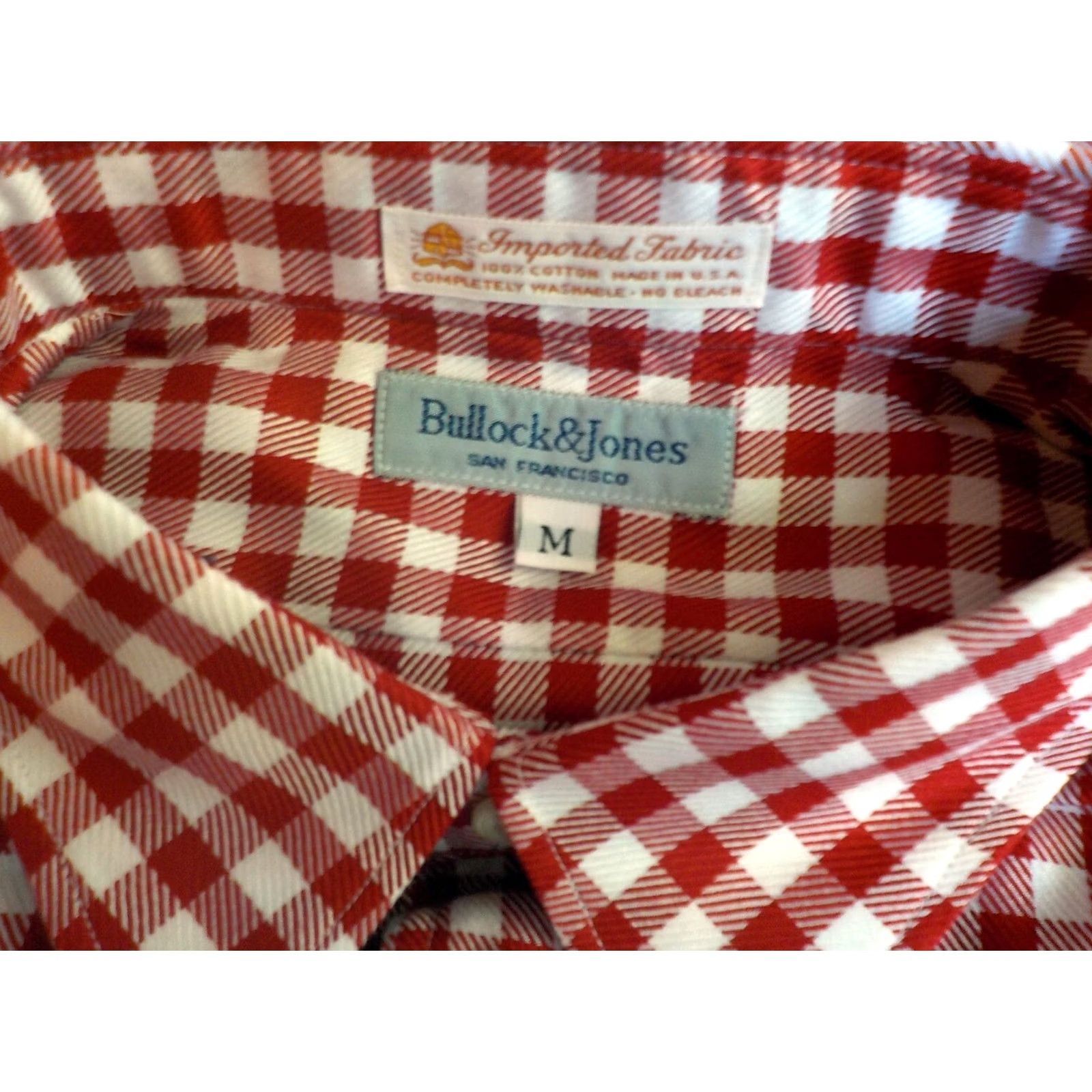 Vintage BULLLOCK & JONES LS Button Front Check Shirt Red White Cotton SZ MED NWT Mens Shirt Size US M / EU 48-50 / 2 - 4 Thumbnail