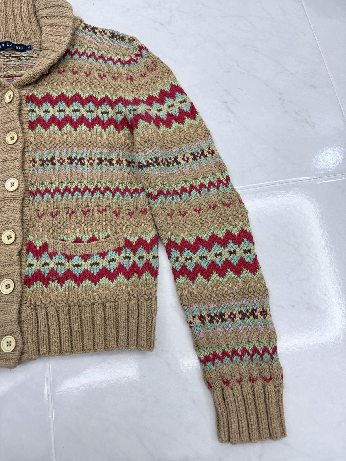 Polo Ralph Lauren RARE🔥Vintage RALPH LAUREN Shawl Collar Knitted Navajo Motive Size US M / EU 48-50 / 2 - 2 Thumbnail
