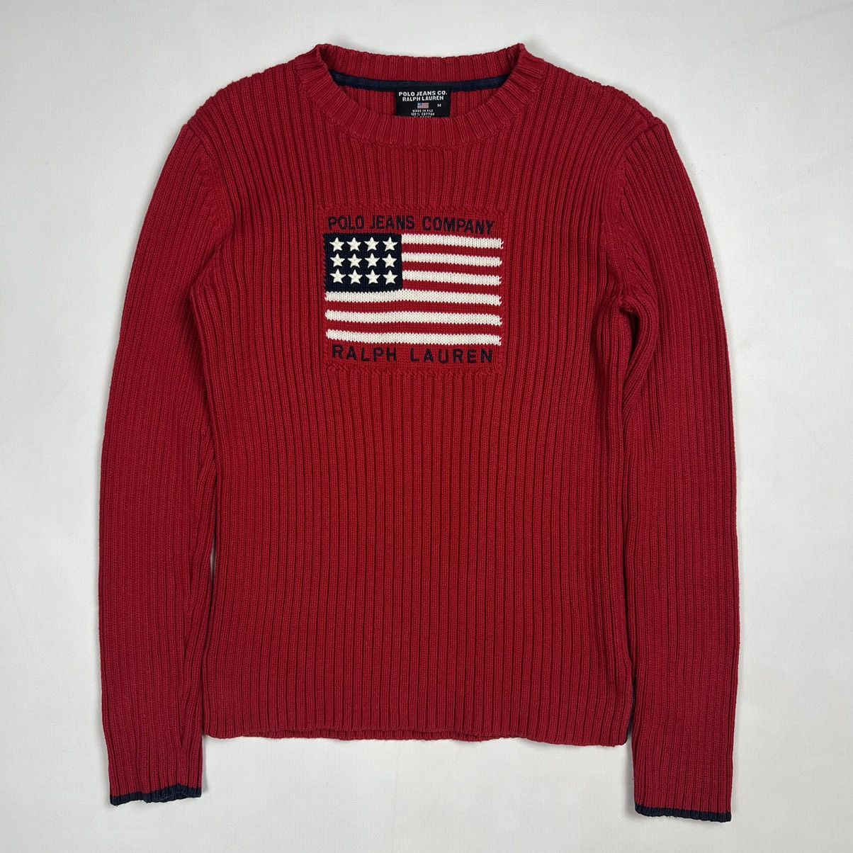 Ralph Lauren × Vintage Ralph Lauren American Flag ribbed cotton sweater Size M / US 6-8 / IT 42-44 - 1 Thumbnail