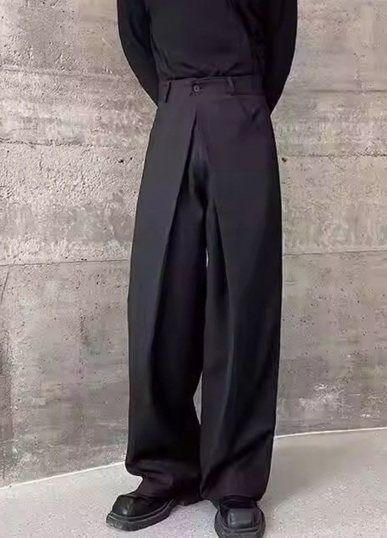 Japanese Brand Black High Waist Straight Wide Leg Pleated Pants / Trousers Size US 32 / EU 48 - 4 Thumbnail