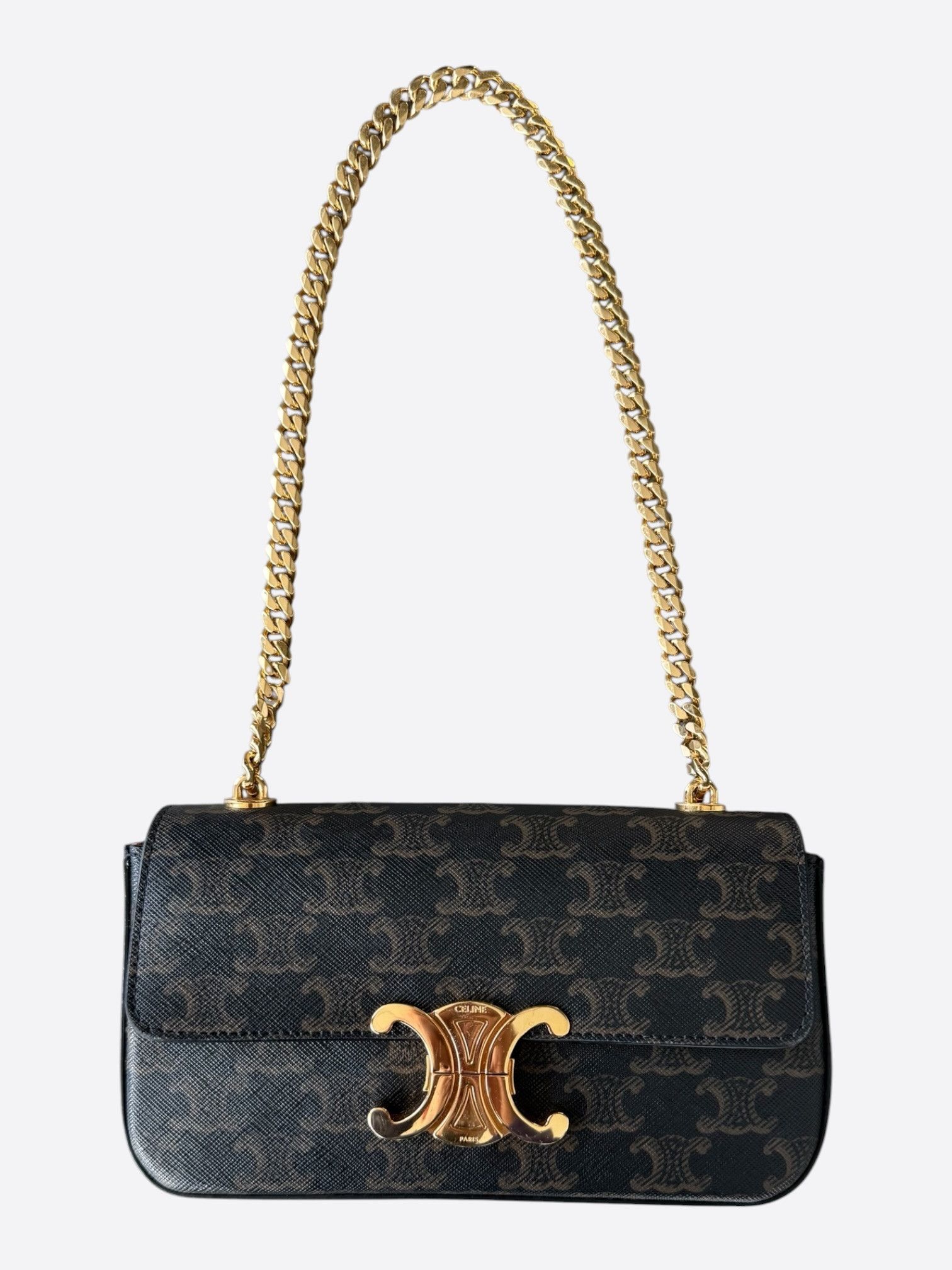 Celine Celine Brown & Black Triomphe Monogram Shoulder Bag Size ONE SIZE - 1 Thumbnail