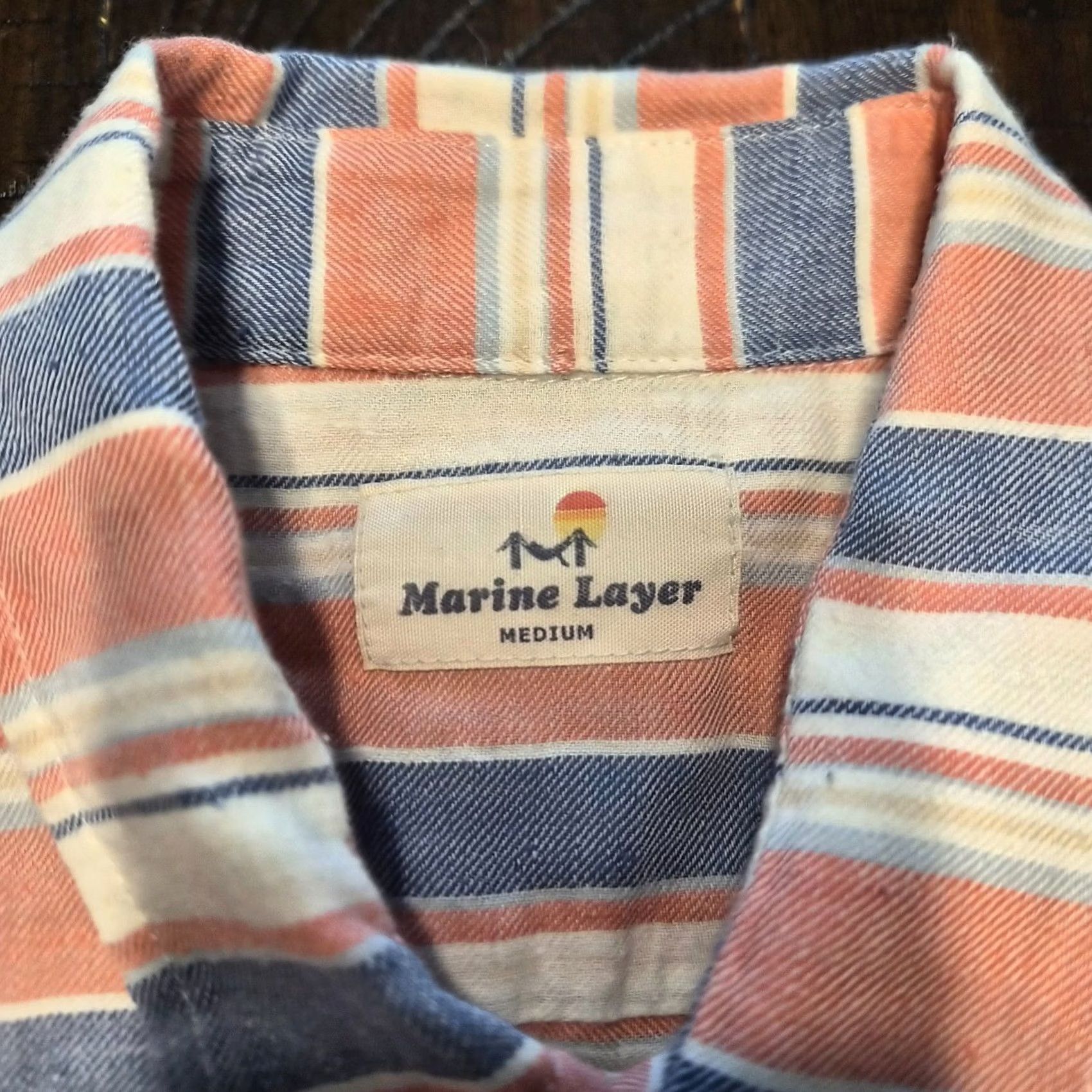 Marine Layer Marine Layer Shirt Mens Medium Pink Blue Short Sleeve Button Front Casual G256 Size US M / EU 48-50 / 2 - 3 Thumbnail