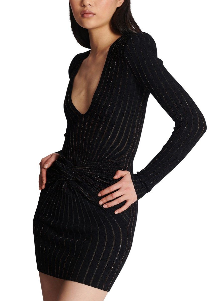 Balmain o1y0525 Mini Dress in Black Size M / US 6-8 / IT 42-44 - 3 Thumbnail