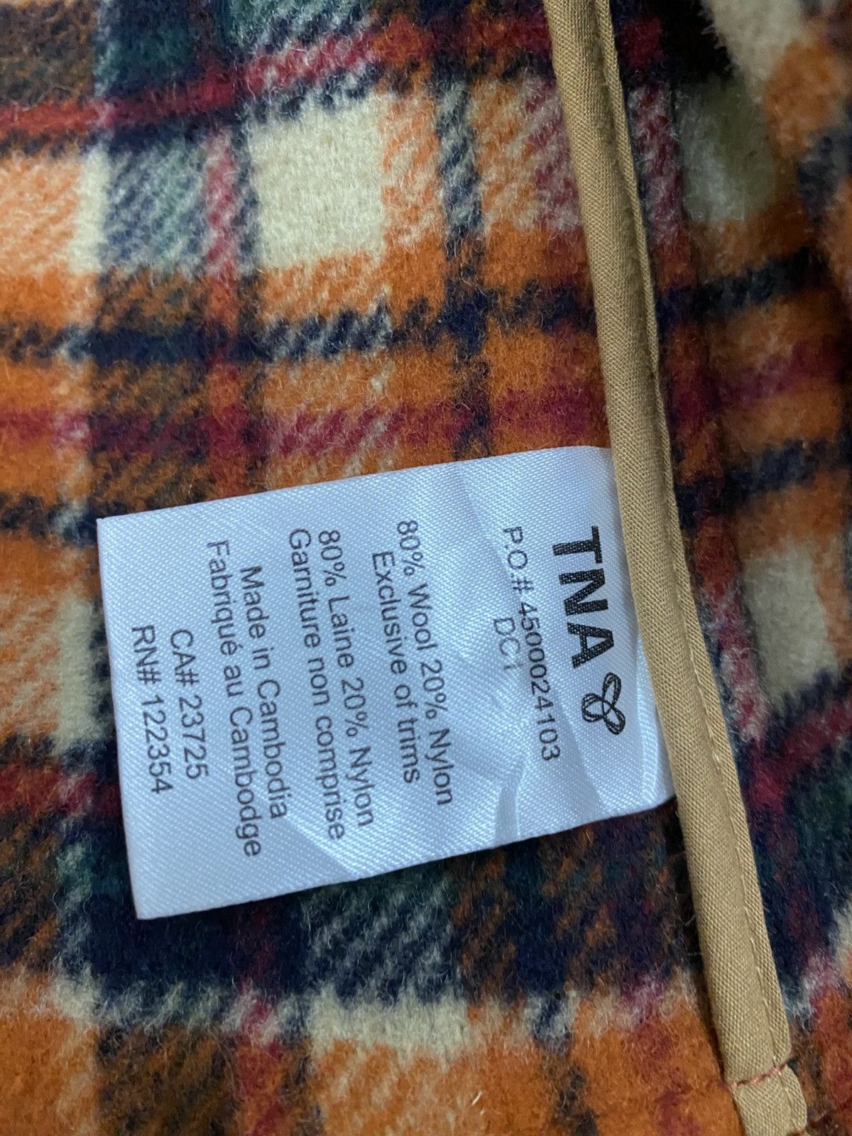 Aritzia TNA Aritzia Rust Orange Wool Duffle Coat Toggle Jacket Plaid Size US XS / EU 42 / 0 - 7 Thumbnail