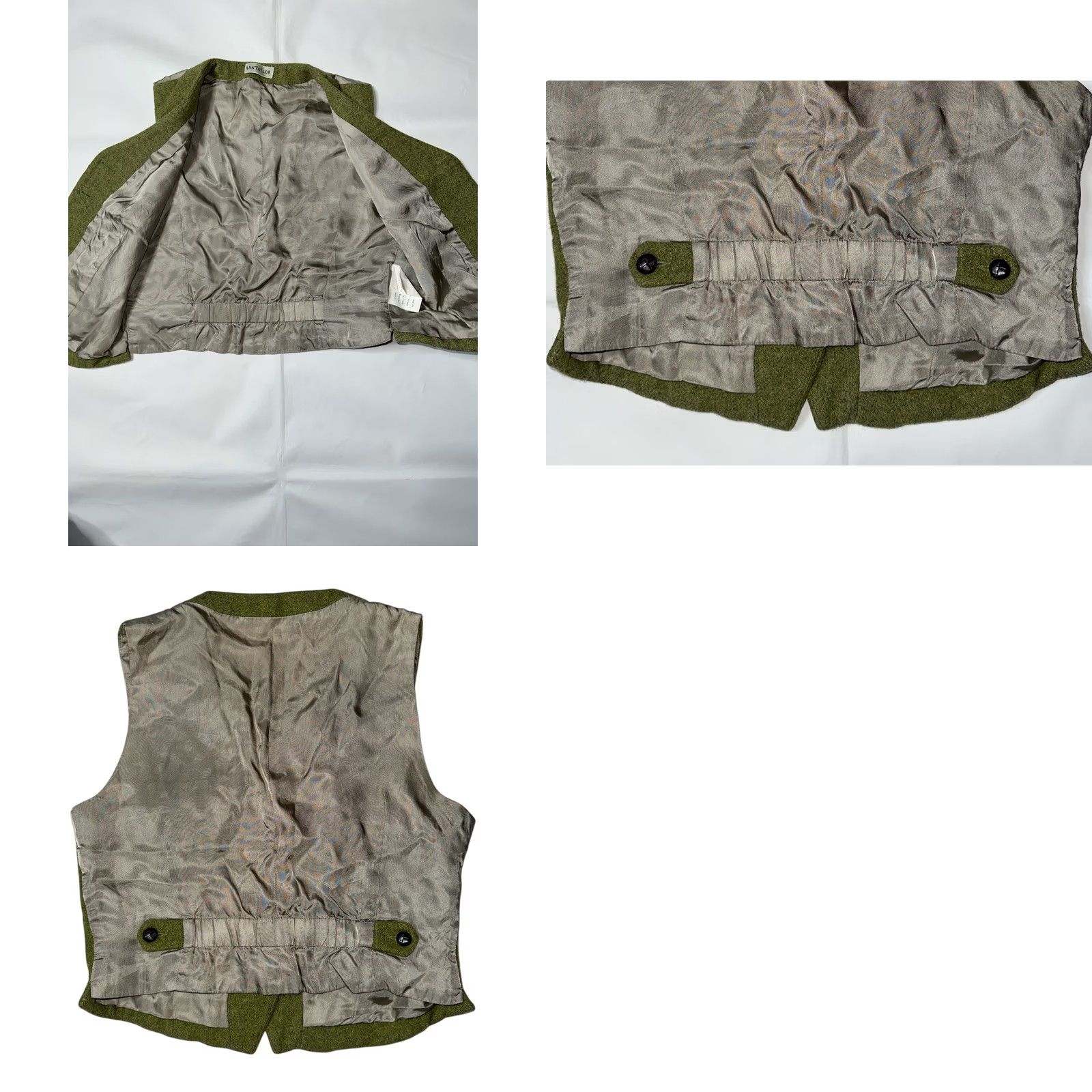 VINTAGE Ann Taylor Wool Vest Womens Size S Green 1997 main image 4
