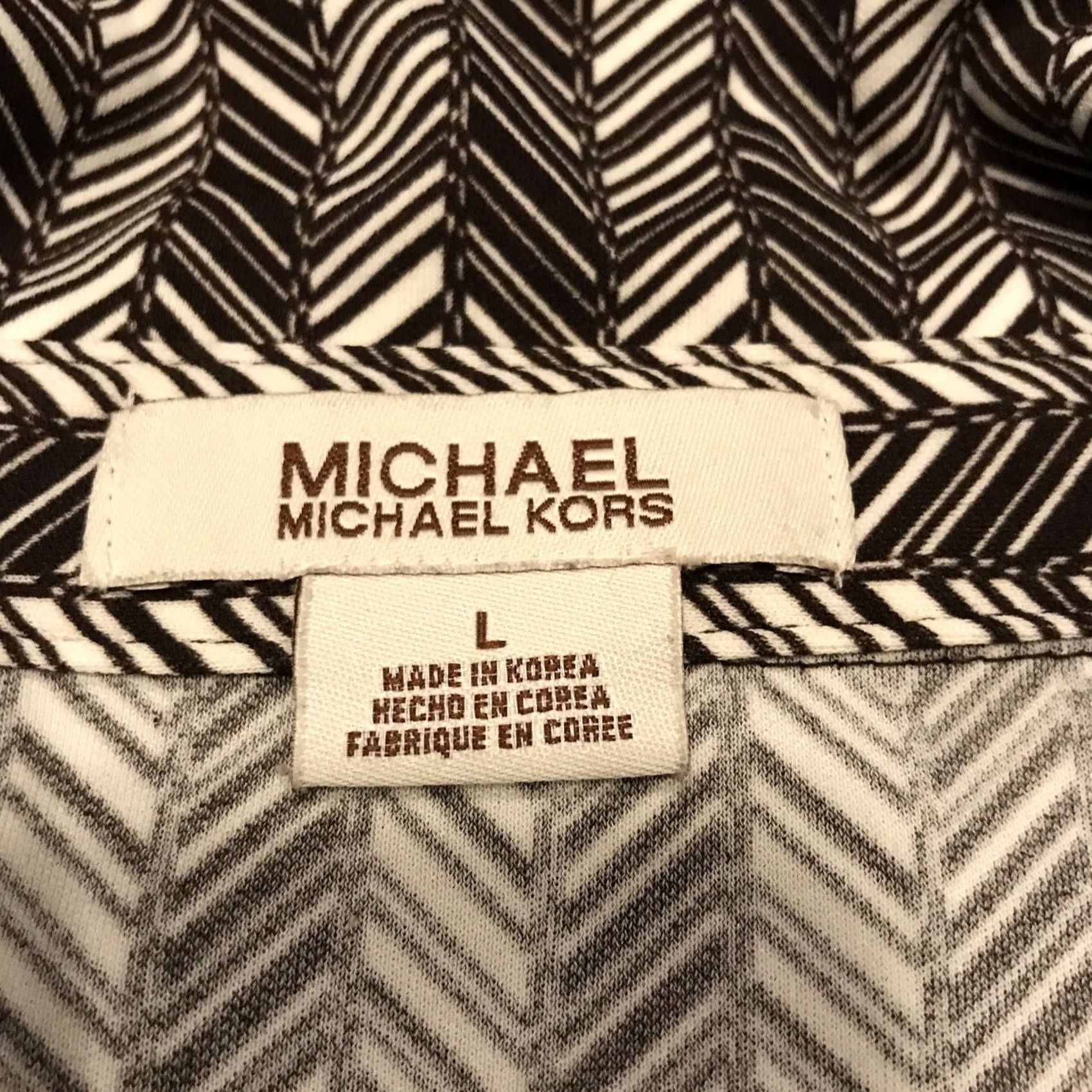 Michael Kors Michael Kors Womens L Button-Up Shirt Polyester Stretch Brown A4 L Regular Button-Up Shirt Brown Size L / US 10 / IT 46 - 2 Thumbnail