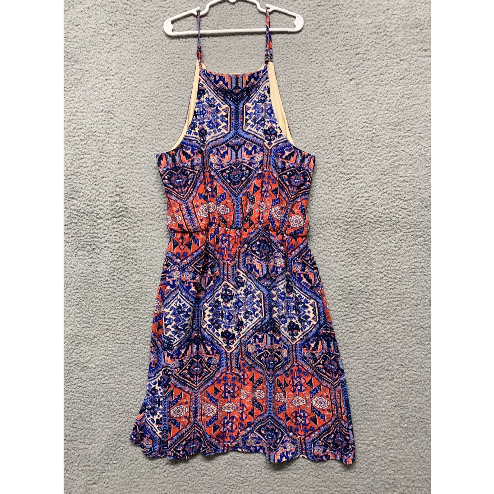Vintage Everly Dress NWT Womens S Sundress Spaghetti Strap Elastic Waist Lined USA Red Blue Ivory Knee Length Vestless? Size S / US 4 / IT 40 - 4 Thumbnail