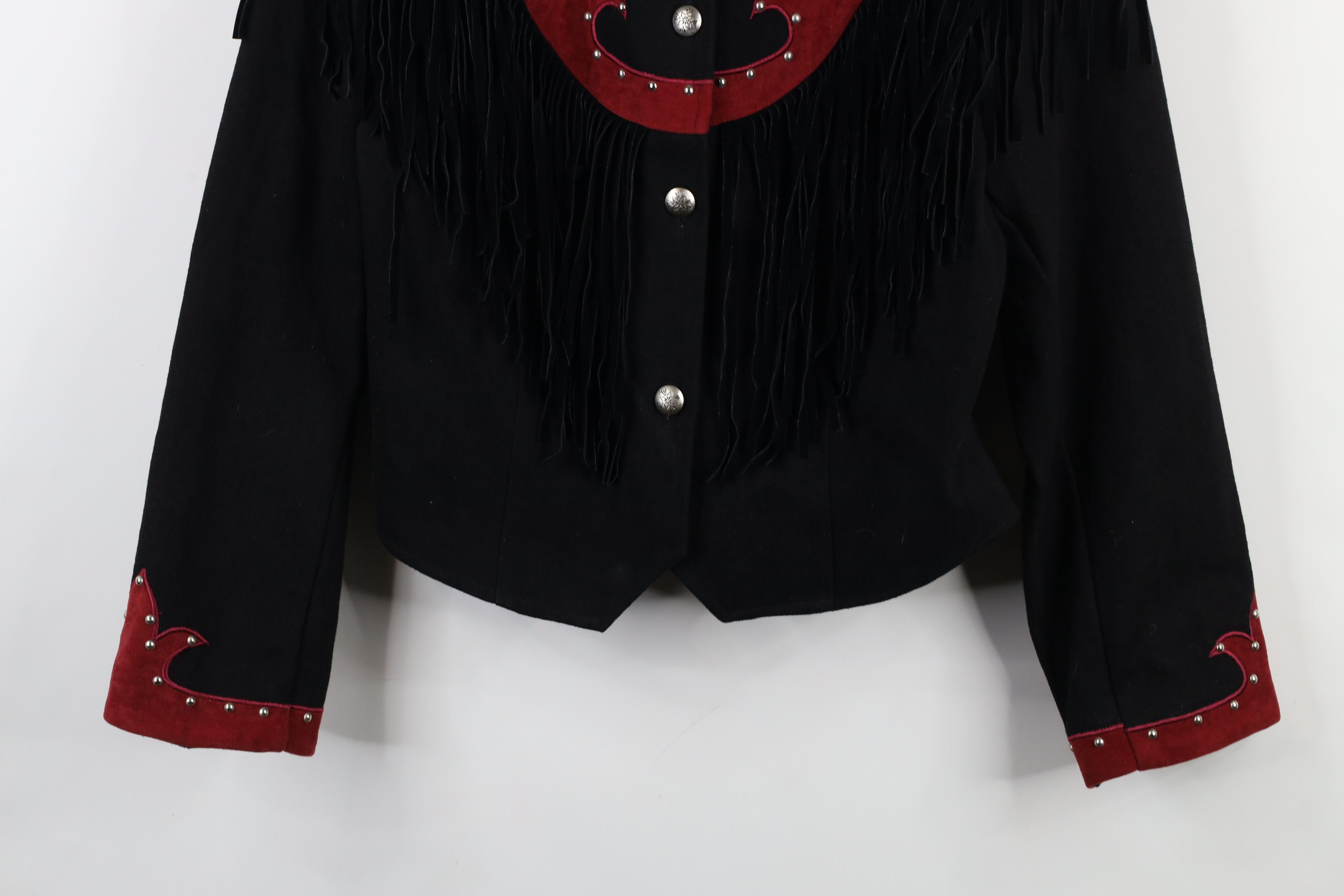 Vintage Vintage 90s Rockabilly Suede Fringed Denim Jacket USA Size L / US 10 / IT 46 - 3 Thumbnail
