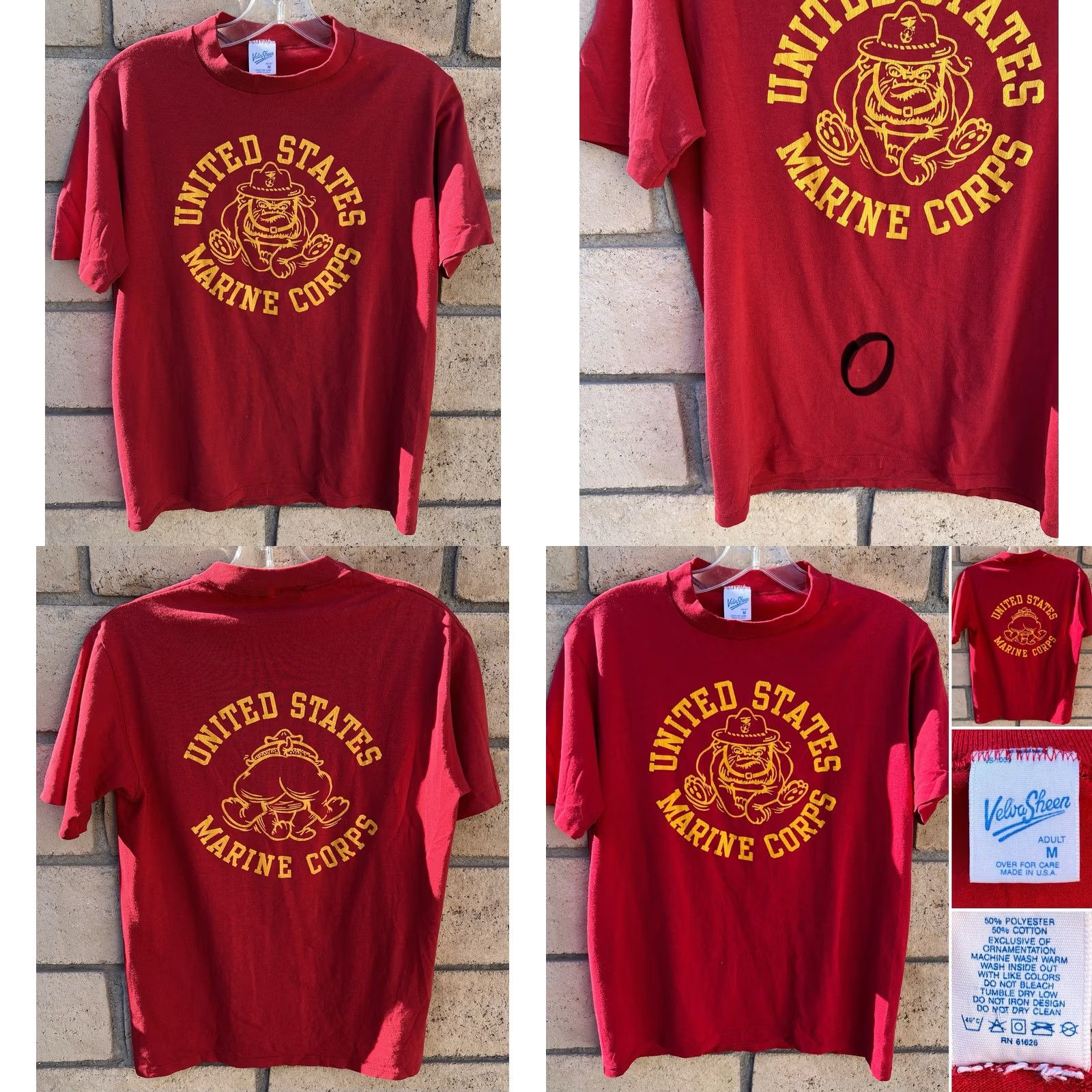 Velva Sheen VINTAGE Velva Sheen United States Marine Corps Bulldog Coming Going T Shirt USA Red M Mens graphic Print Crew Neck Short Sleeve 50/50 Vintage Size US M / EU 48-50 / 2 - 8 Thumbnail