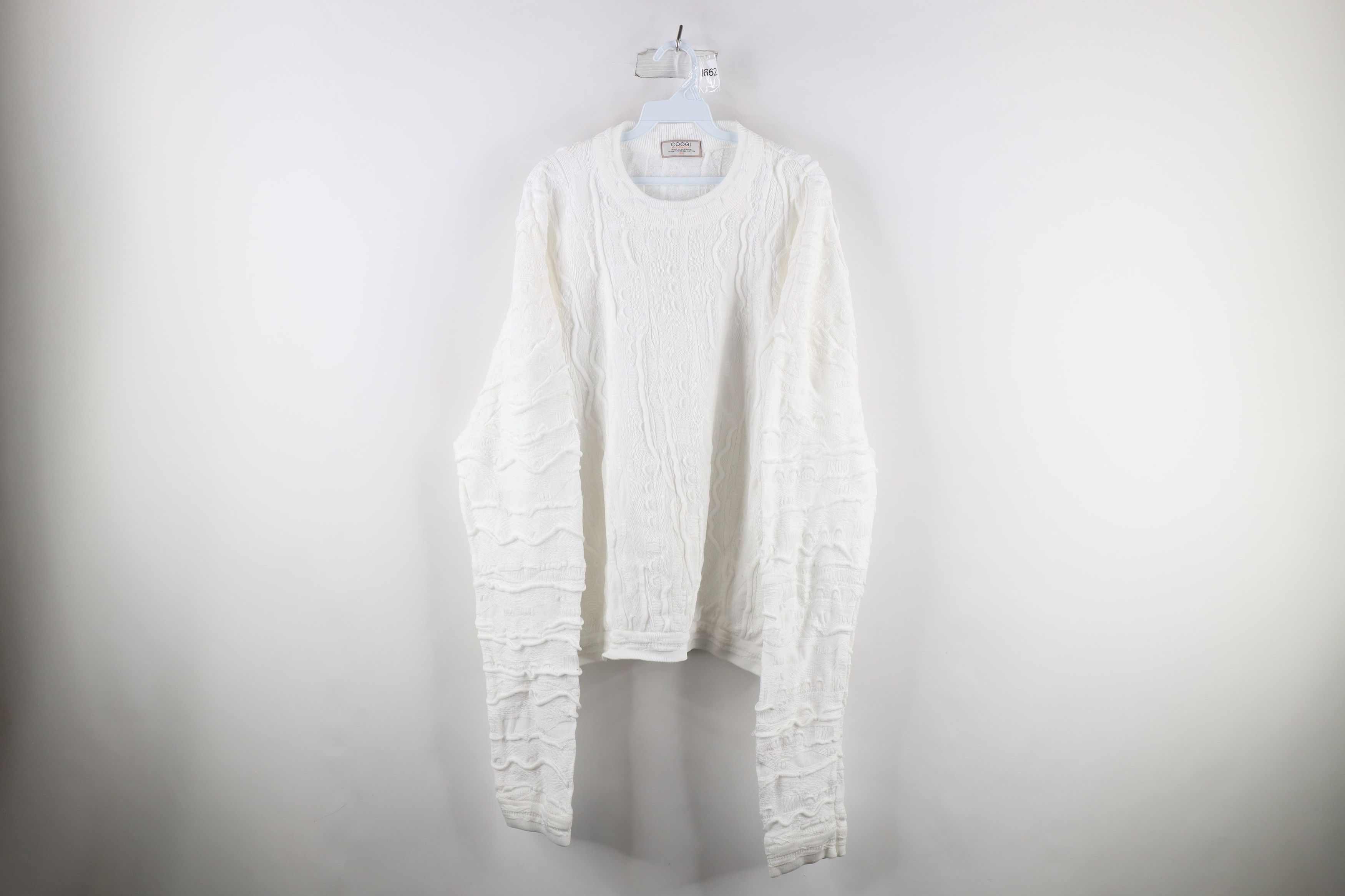 image of Coogi Biggie Smalls Textured Knit Sweater White, Men's (Size 2XL)