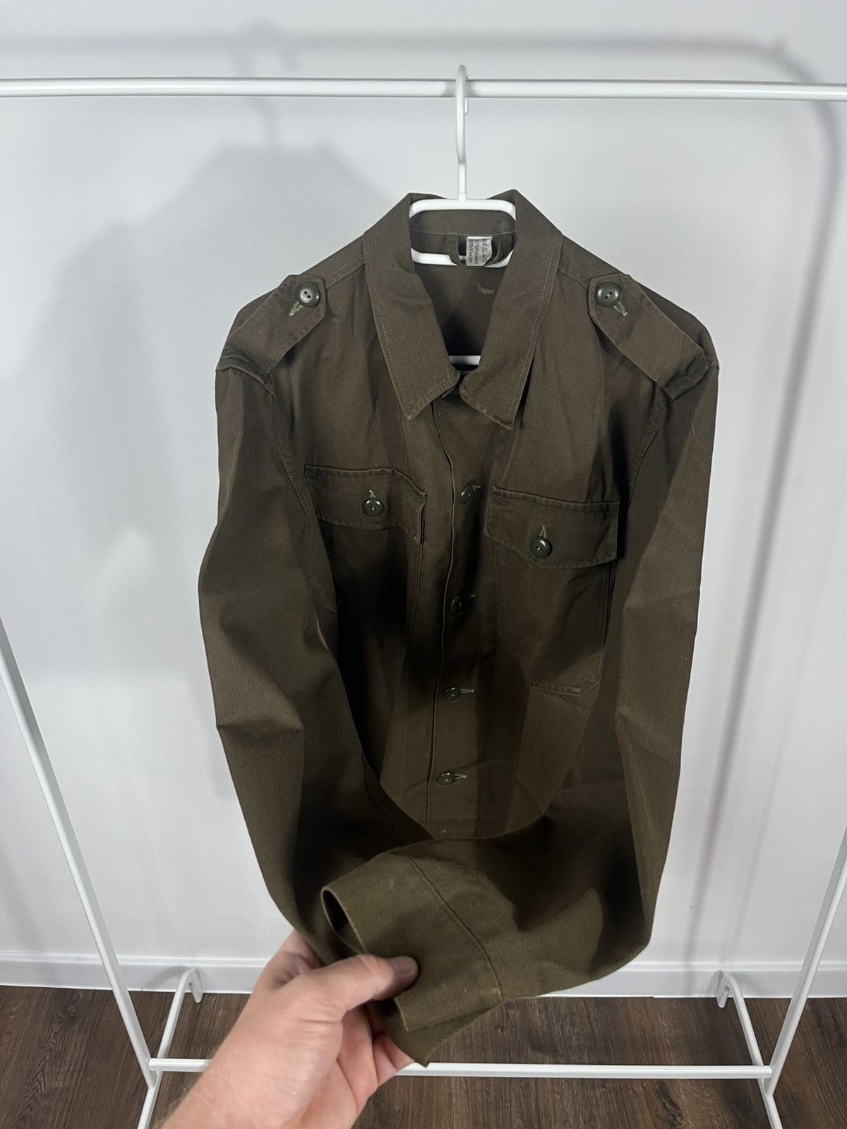 Other 1981 German Army Moleskin Field Shirt Olive Military Vintage Size US L / EU 52-54 / 3 - 9 Thumbnail