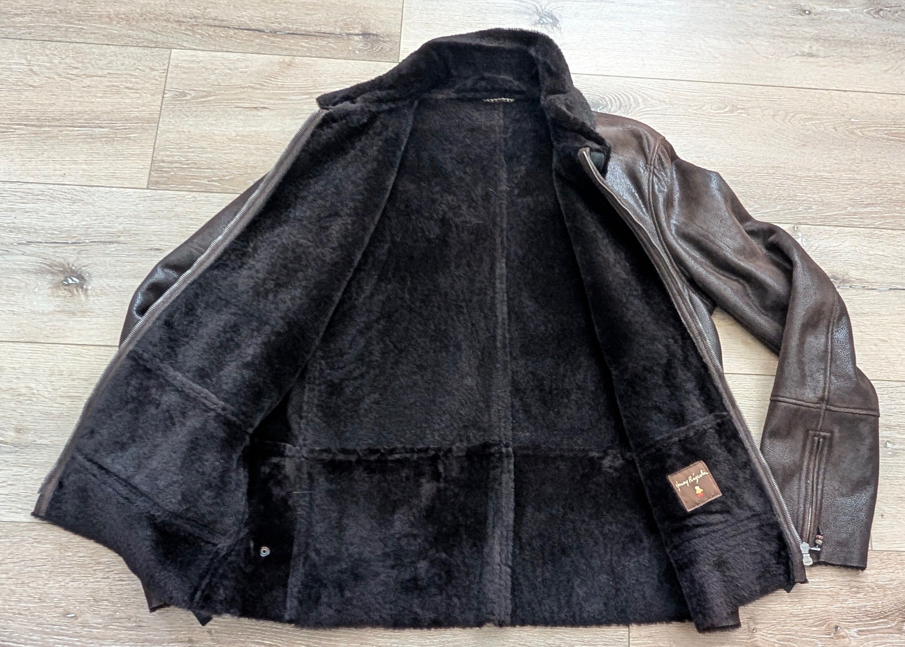 HENRY BEGUELIN Henry Beguelin Mens Short Brown Shearling Zip Jacket Size L Size US L / EU 52-54 / 3 - 8 Thumbnail