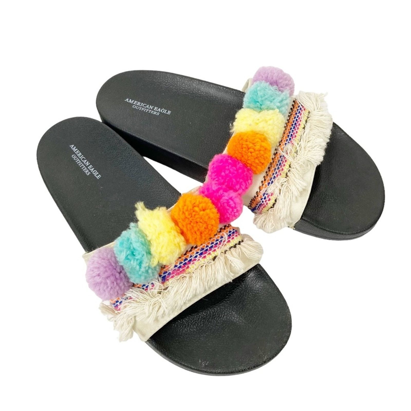 American Eagle Outfitters American Eagle Boho Pom Pom Fringe Slides Sz 10 Size US 10 / IT 40 - 7 Thumbnail