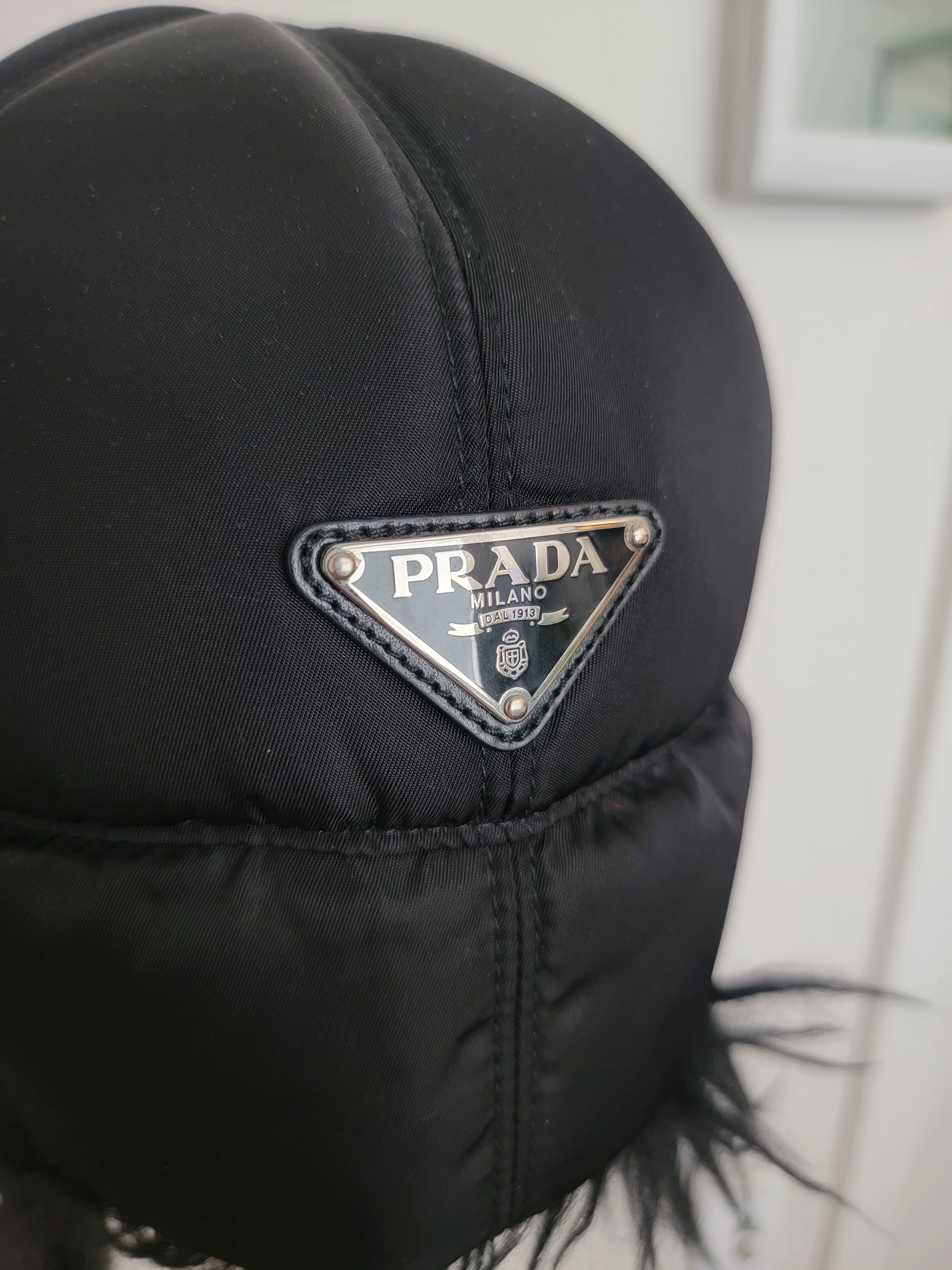 image of Prada Mohair Trapper Hat in Black, Men's