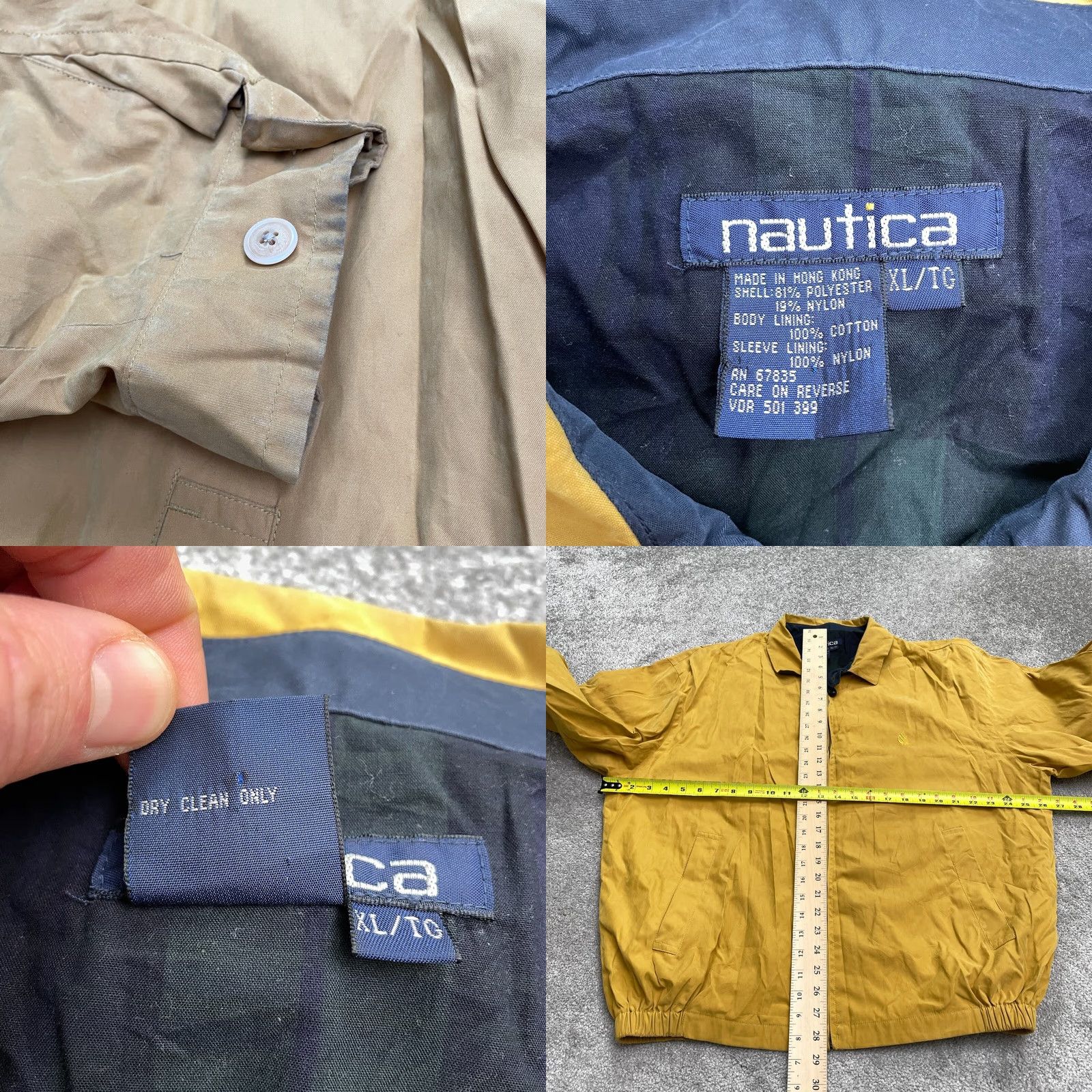 Nautica Nautica Windbreaker Jacket Mens XL Mustard Yellow Full Zip Pockets Lined Outdoor Solid Yellow Windbreaker Mens XL Size US XL / EU 56 / 4 - 9 Thumbnail