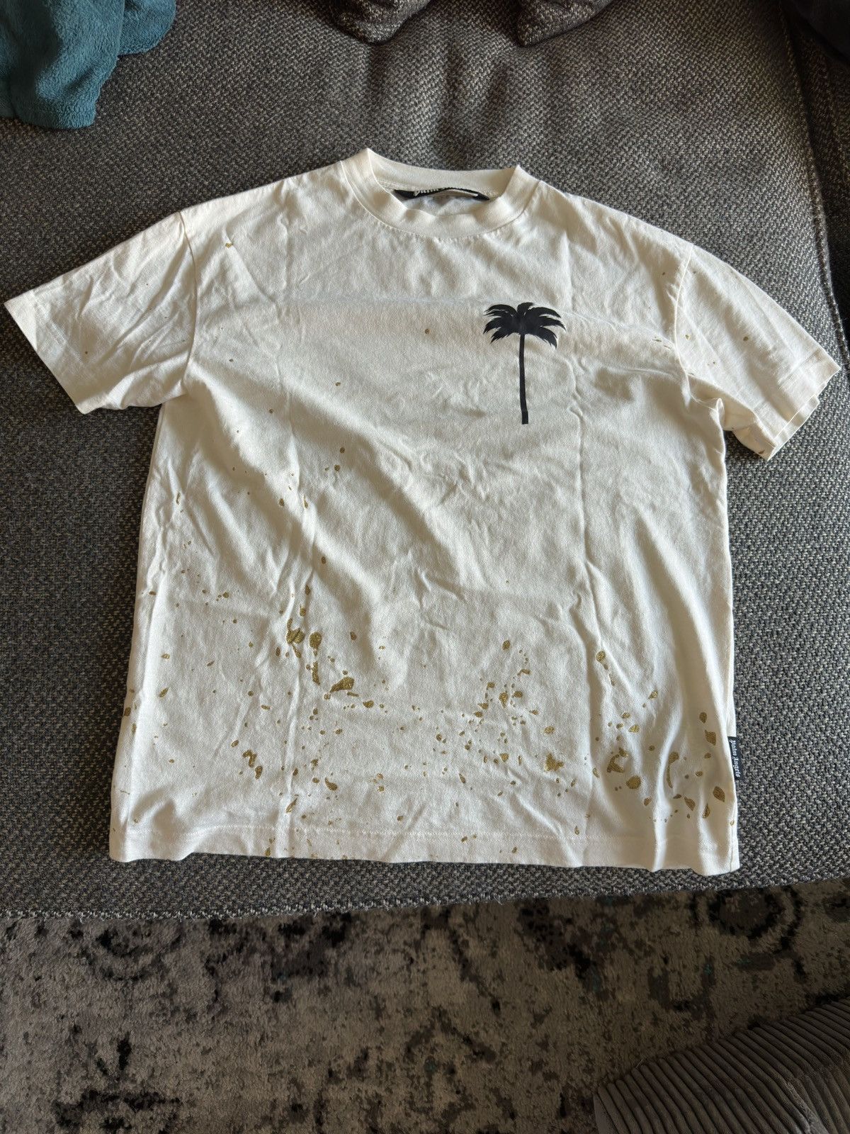 Palm Angels Palm Angels palm tree logo T-shirt with gold splatter Size US M / EU 48-50 / 2 - 1 Thumbnail