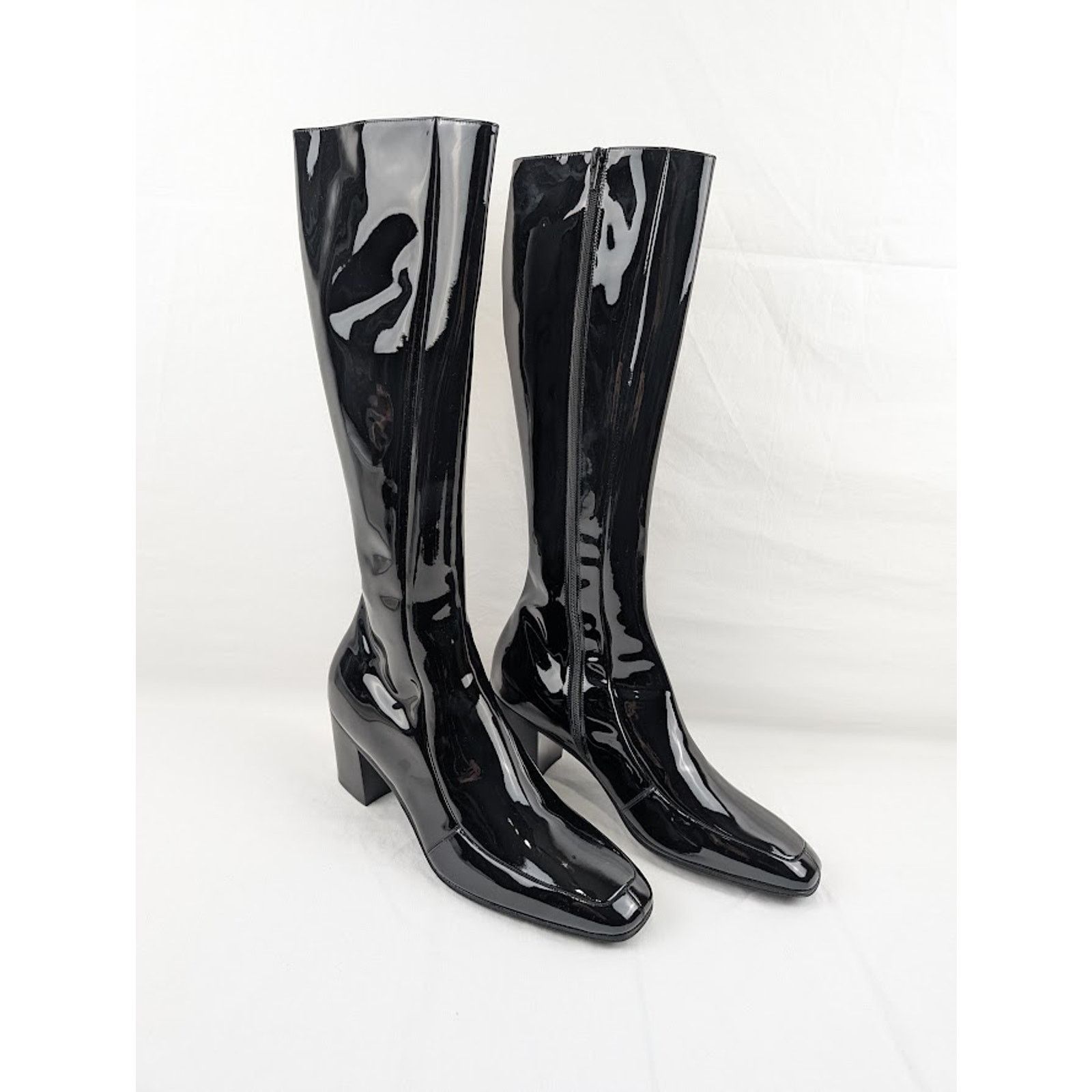 Saint Laurent Paris o1rshd1 Vernice Softy Otto 70 Zipped High Boots in Nero Size US 9.5 / EU 42-43 - 12 Thumbnail