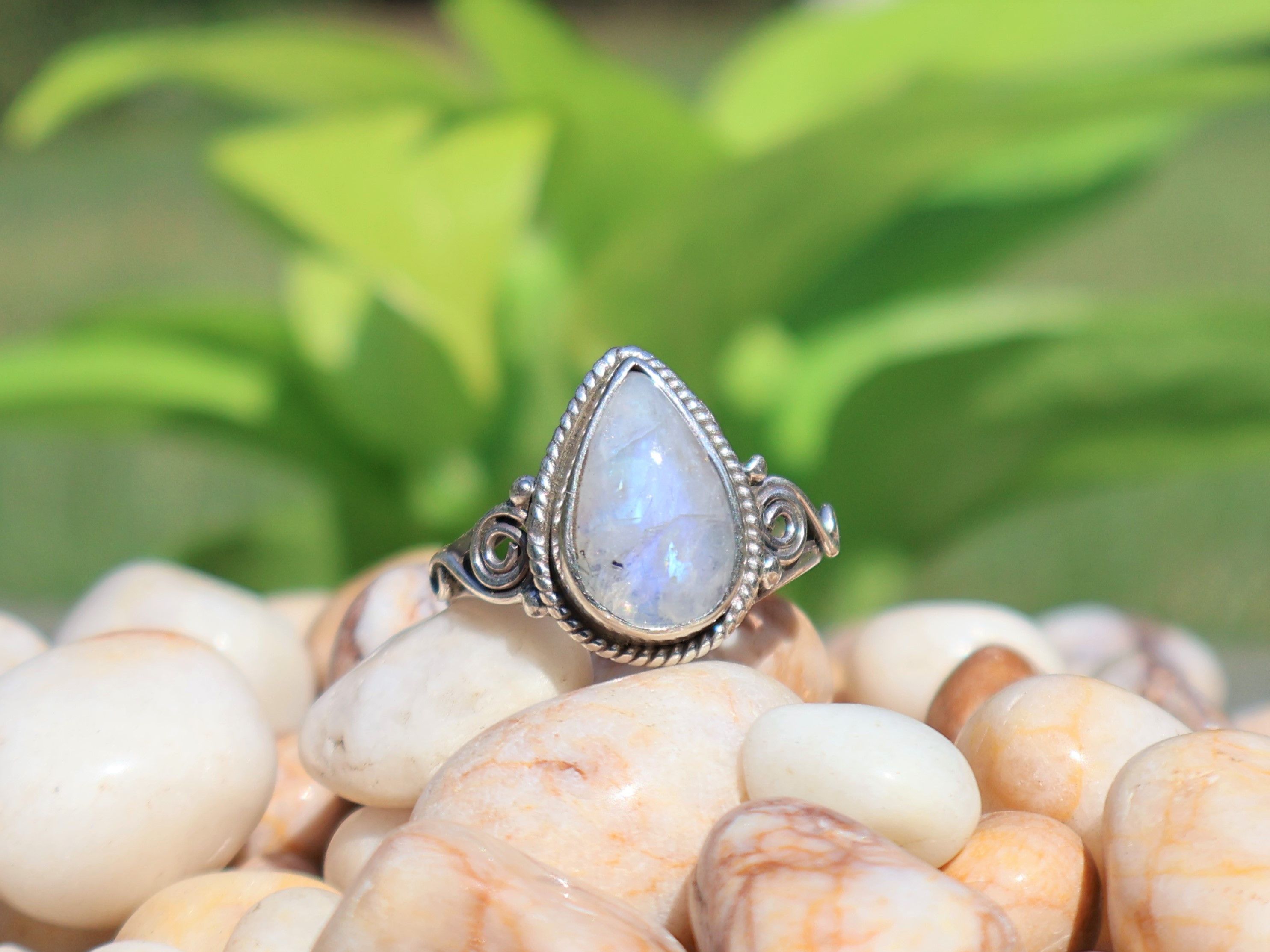 Handmade Rainbow Moonstone Ring, 925 Sterling Silver, Handmade Ring, Size ONE SIZE - 1 Thumbnail