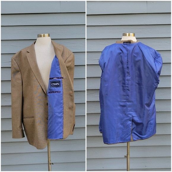 Chaps Chaps Brown Black Duo Pattern Tweed With Faint Blue Stripes Size 50R - 3 Thumbnail