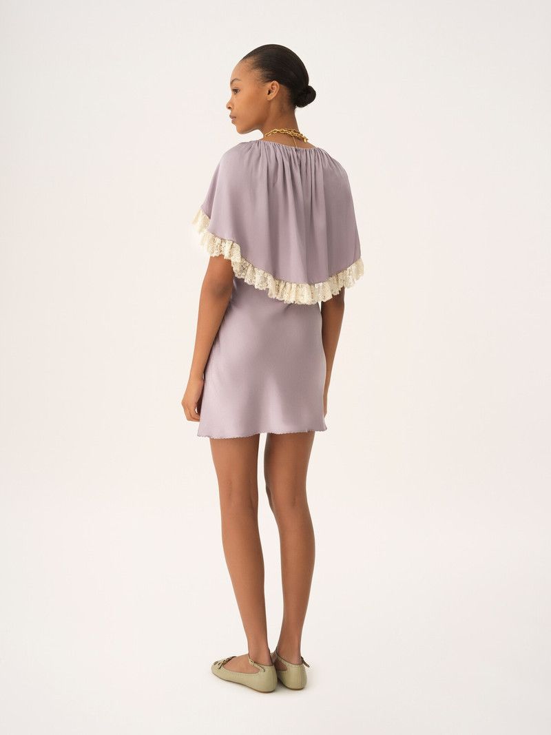 O1la3la0926 Flared Mini Dress In Lace Purple, Women's (Size Xs) — image 4 of 5