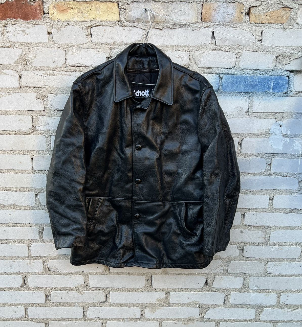 Schott Heavy Leather Jacket Schott NYC USA Vintage Heavy Leather Size US XL / EU 56 / 4 - 1 Thumbnail